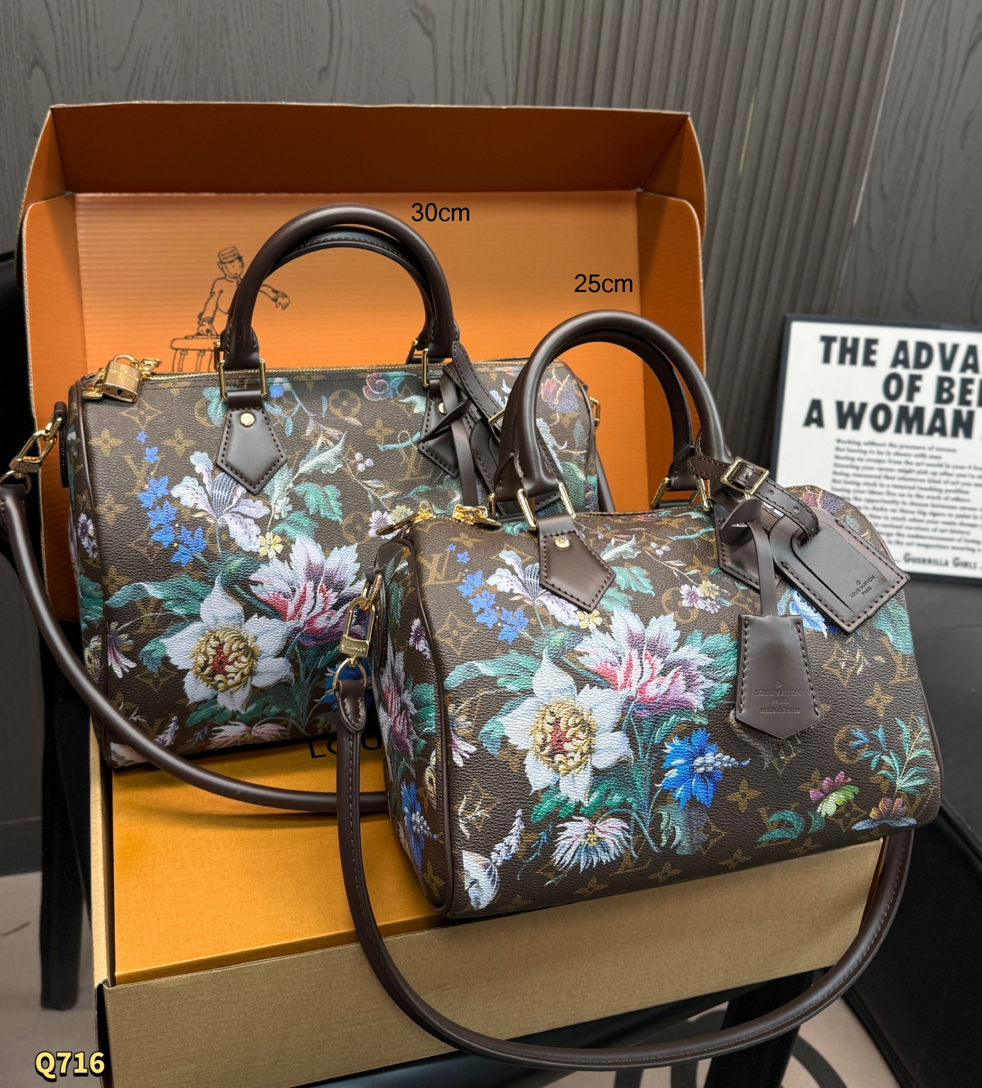 Louis Vuitton LV Speedy 25/30 Brown Monogram Tapestry Floral Multicolor Boston Top Handle Bag - KAIROO