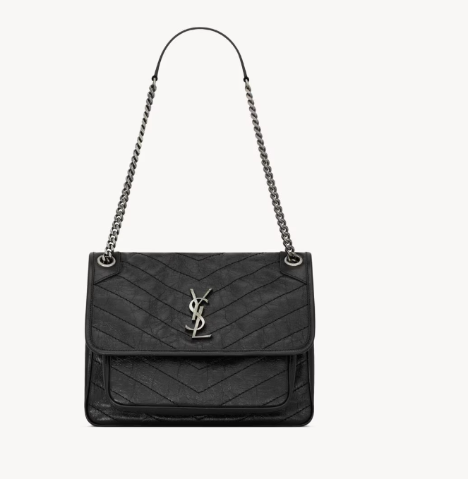 Saint Laurent Black Vintage Leather Medium Niki Bag