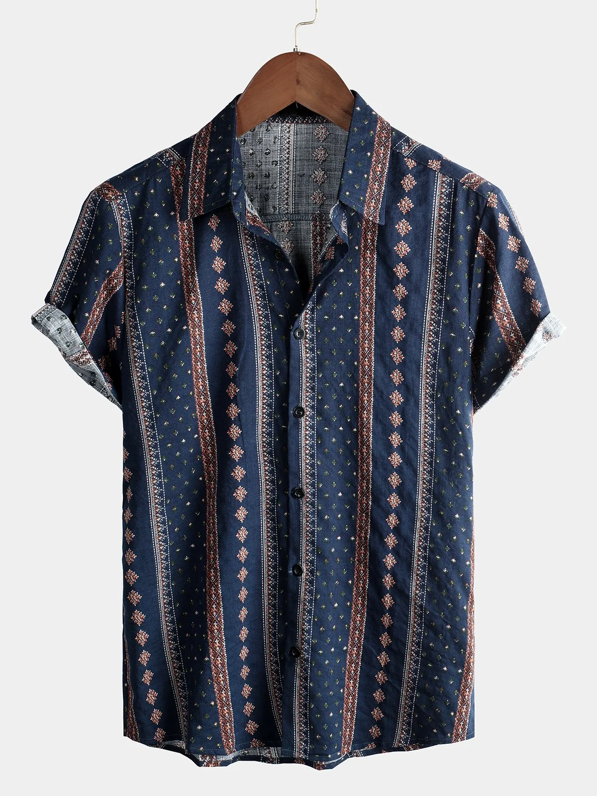 Men's Retro Cotton Short Sleeve Shirt