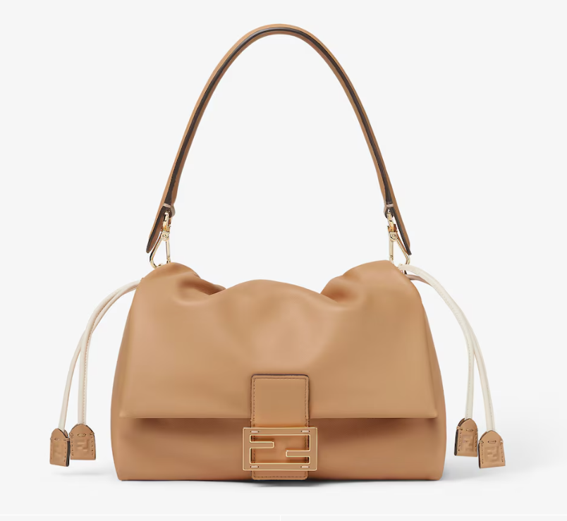Fendi Medium Baguette Soft Bag in Nappa leather-Dark beige
