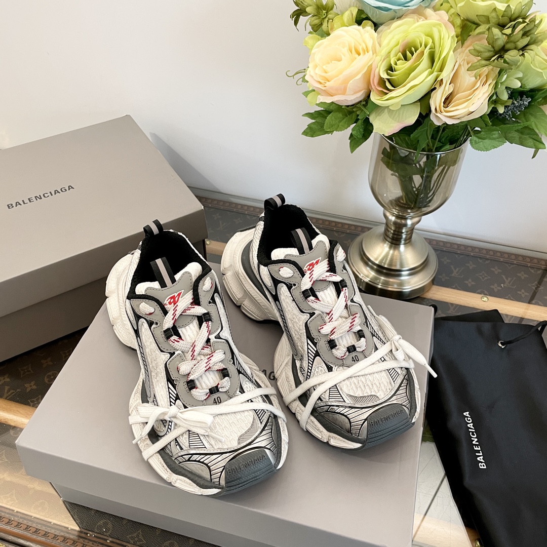 Balenciaga 3XL Grey Mesh and Polyurethane Wrapped Laces Oversized Chunky Sneakers - KAIROO