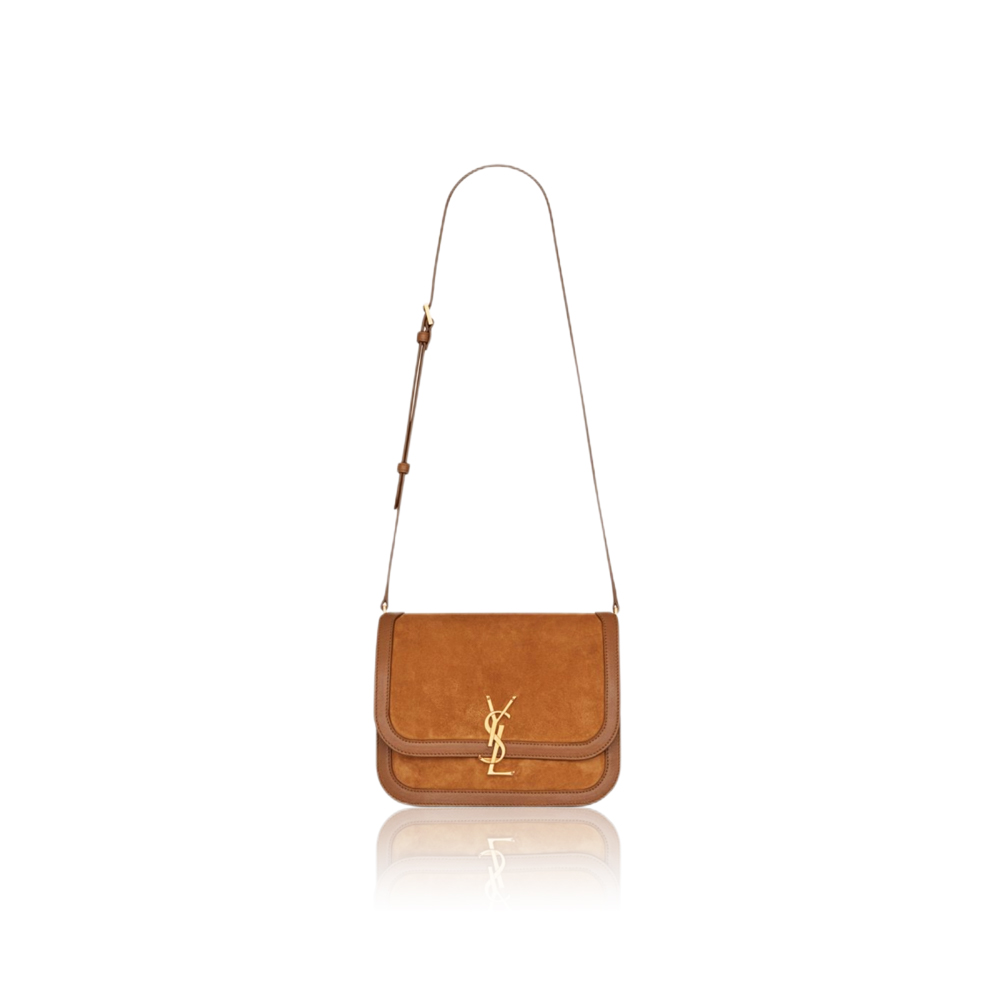 Saint Laurent YSL Brown Solferino Medium Suede Shoulder Bag (Mirror Quality)