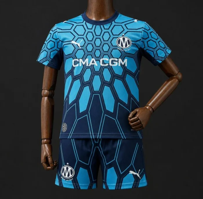 Kids Marseille Blue Goalkeeper Suit 26/27 | Soc Jersey - Premium Football Jersey
