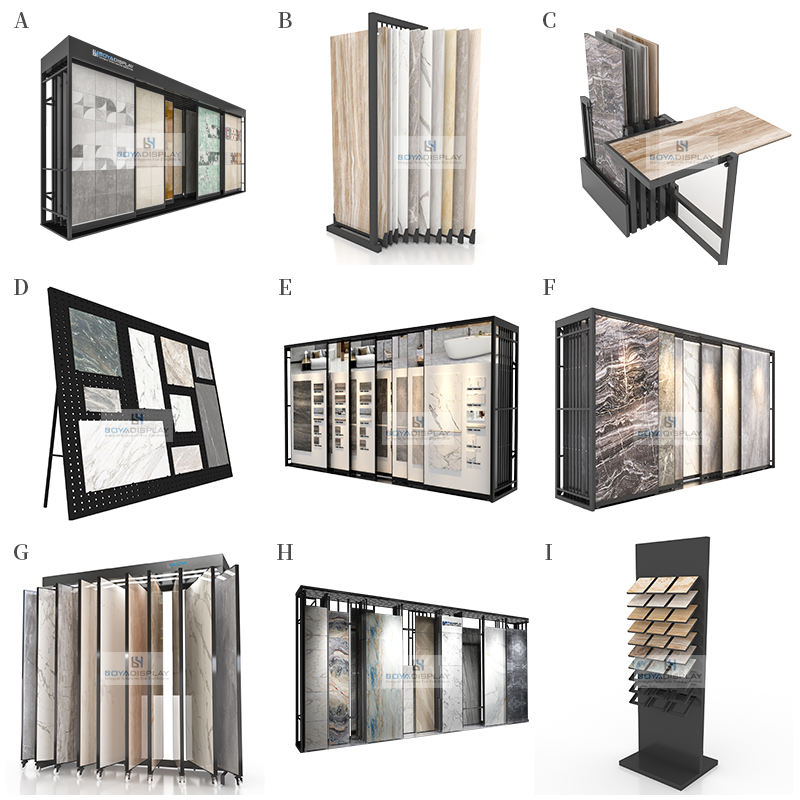 New Style Customized Tile Display Metal Rack 360 Degree Rotating Simple Ceramic Tile Marble Stone Sample for Showroom