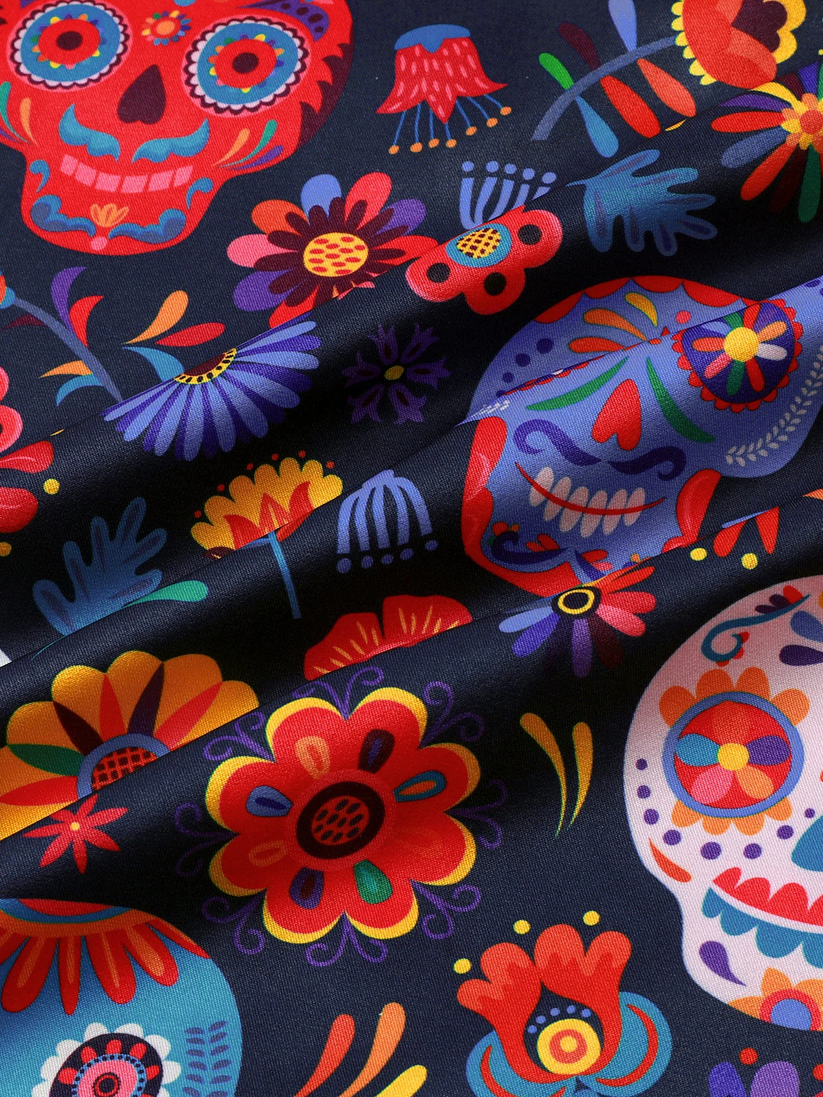 Men's Retro Blue Skull Punk Rock Hawaiian Shirt