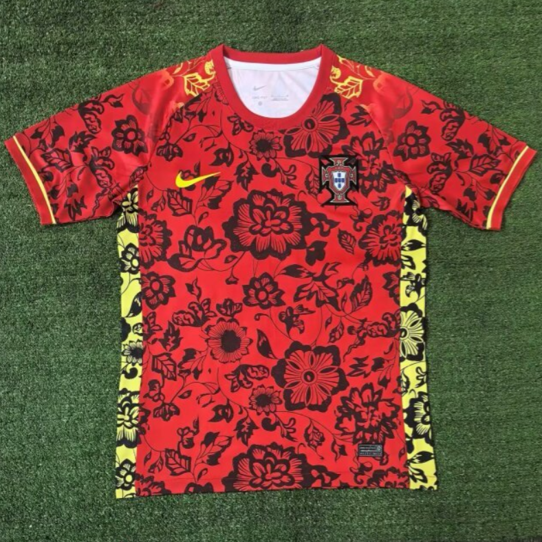 2025 Portugal Red with Floral Pattern Jersey S-2XL