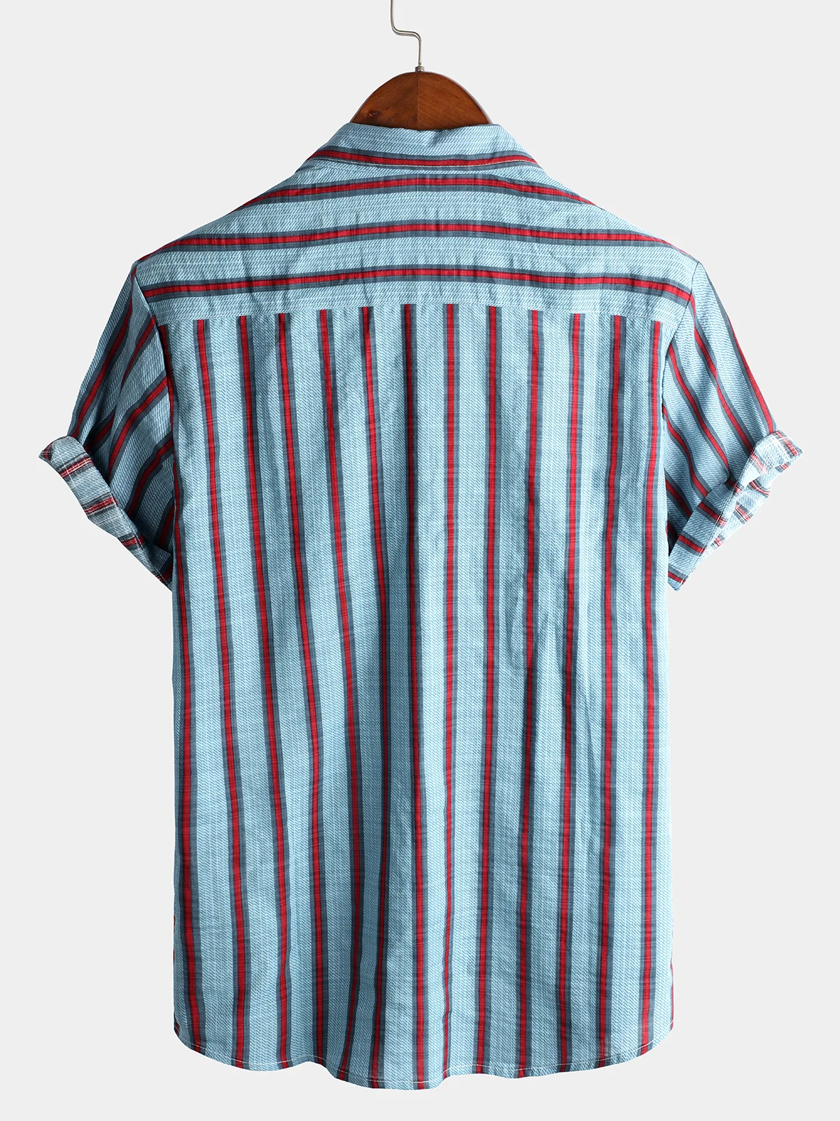 Men's Striped Print Short Sleeve Shirt
