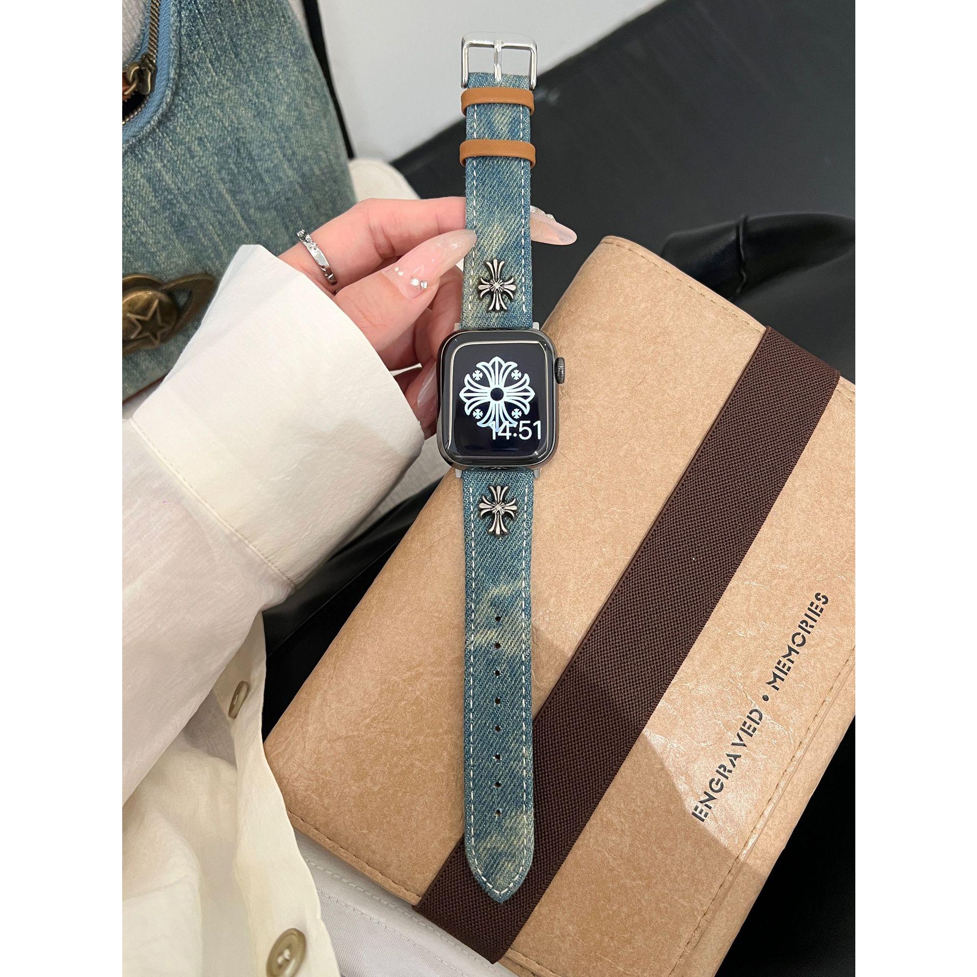 Chrome Hearts dye denim strap for applewatch Apple Watch