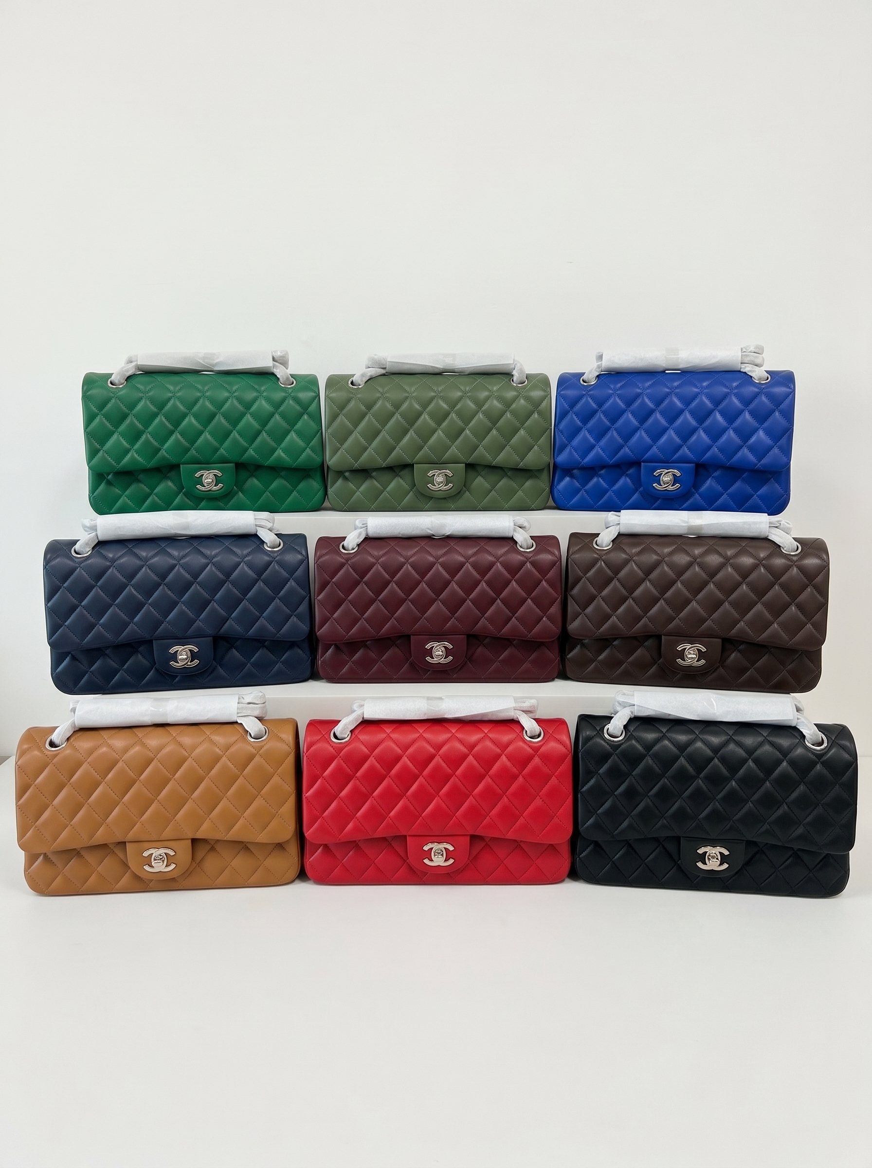 Chanel CF Medium 25CM Smooth Quilted Lambskin Leather Double Flap Shoulder Bag /10A - KAIROO