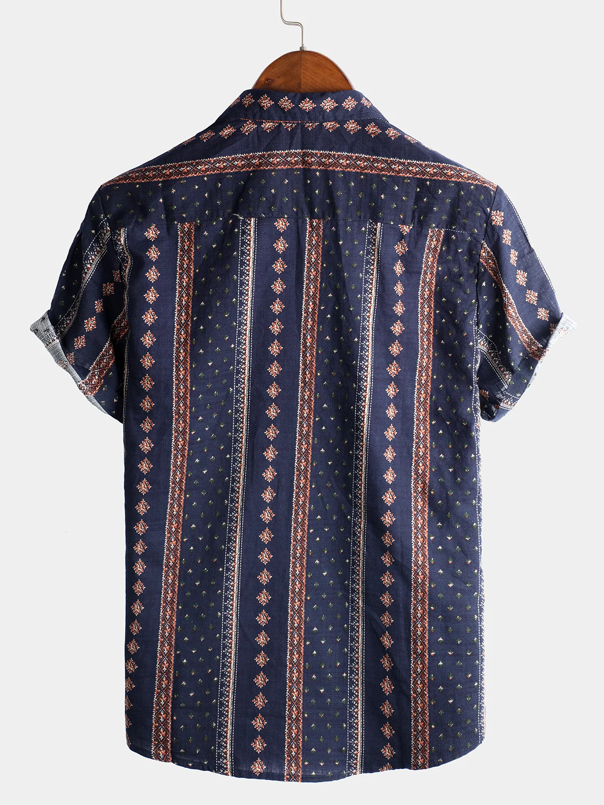 Men's Retro Cotton Short Sleeve Shirt