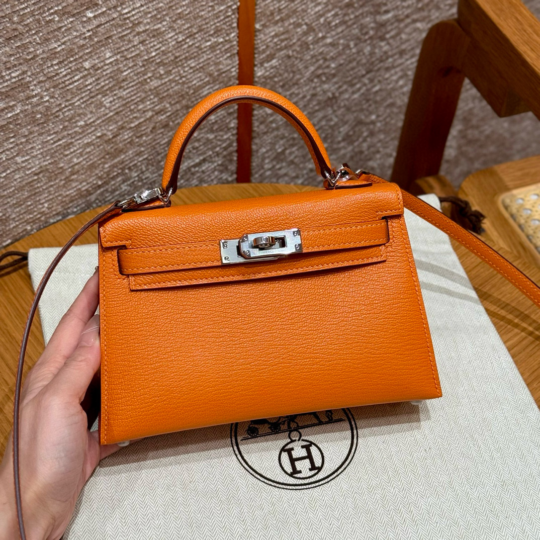 Hermes Orange Chevre Mini Kelly 20 II