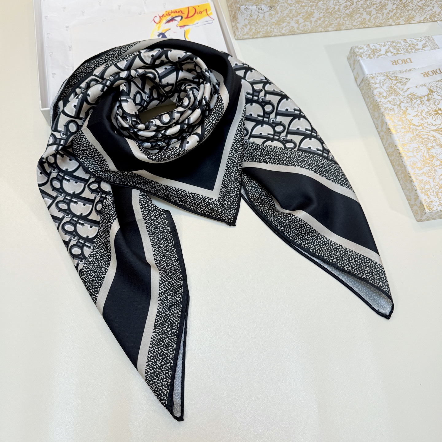 Dior Classic Black Silk Square 90