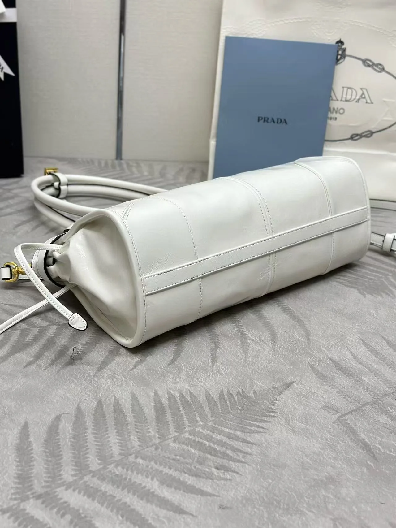 Prada Bonnie Medium Handbag 32cm White Calfskin