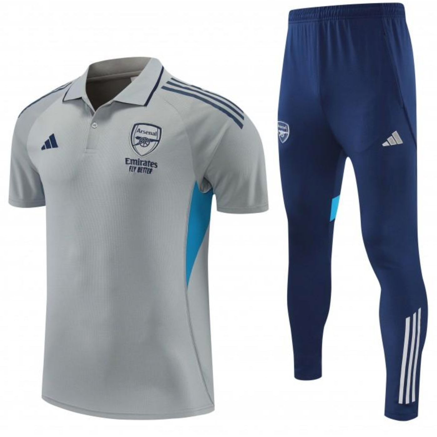 26/27 Arsenal Grey Polo Training Shirt + Long Pants Tracksuit S-2XL