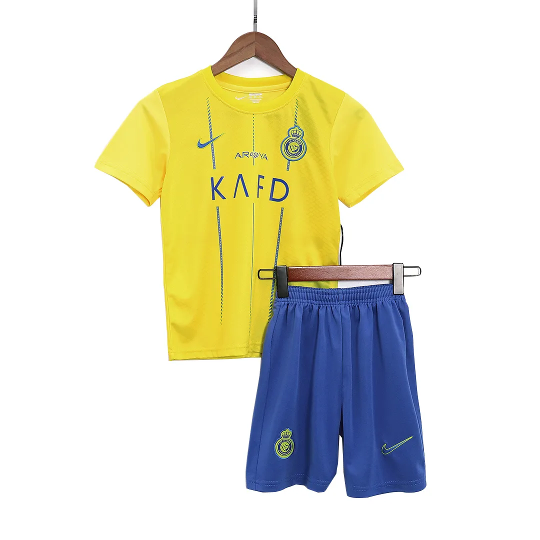 2023/24 Kids Al Nassr Home Whole Kit(Jersey+Shorts+Socks)