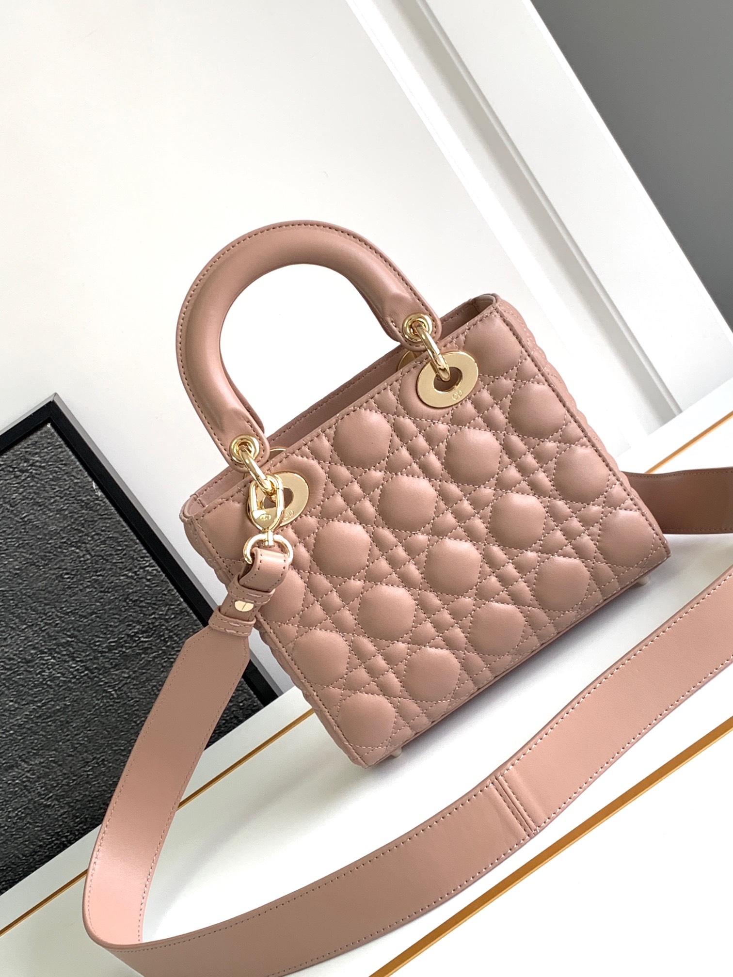 Small Lady Dior My ABC Bag in Nude Pink Cannage Lambskin
