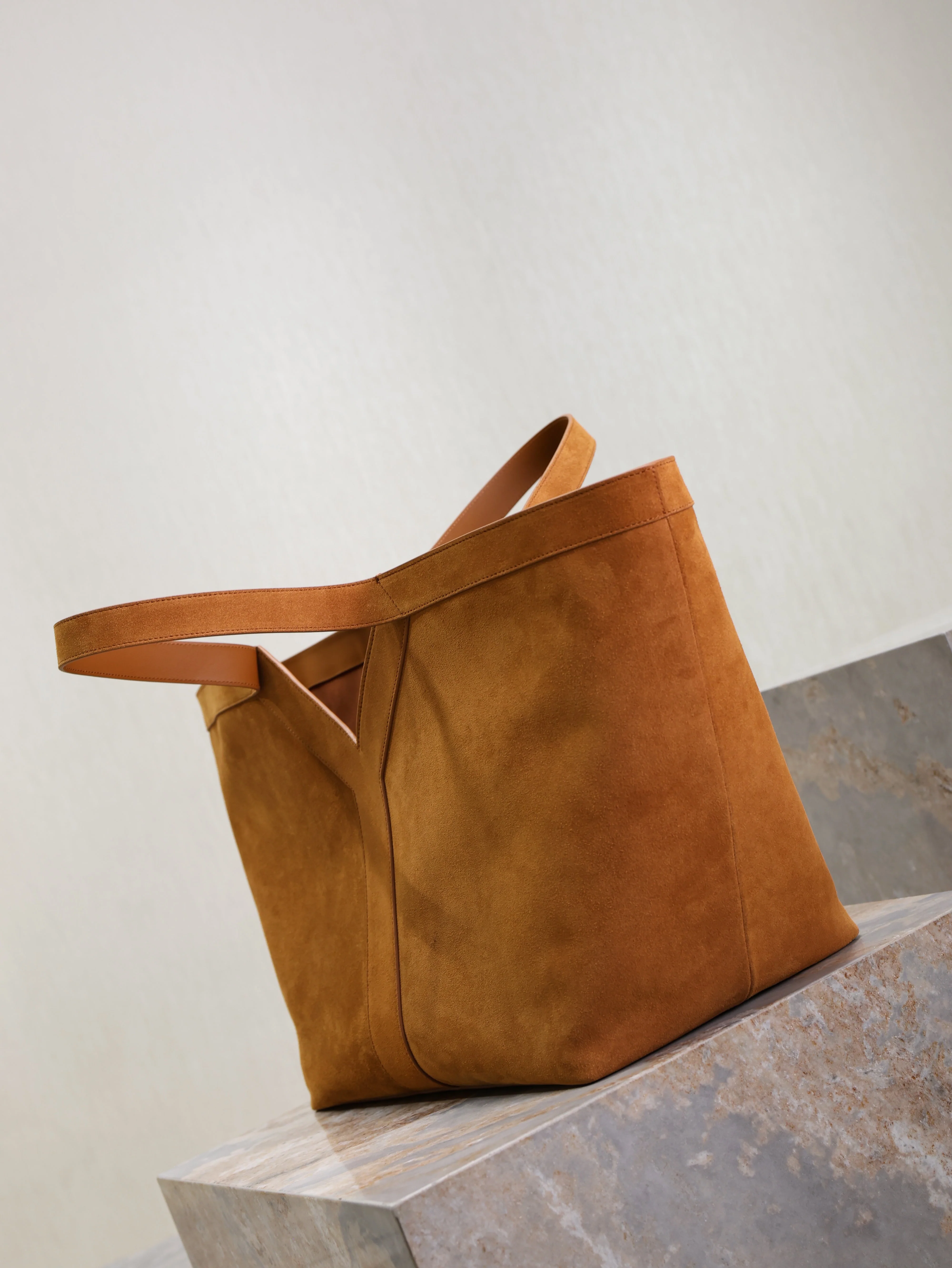 Saint Laurent YSL Tote Bag Brown Suede