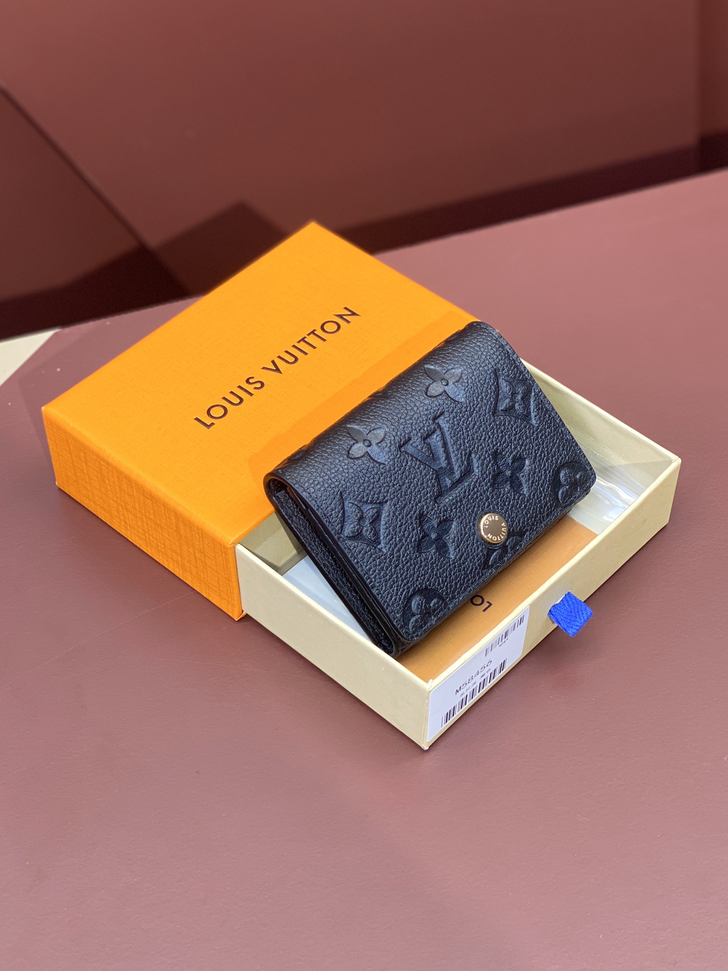 M58456 LV Business Card Holder Black Empreinte Leather