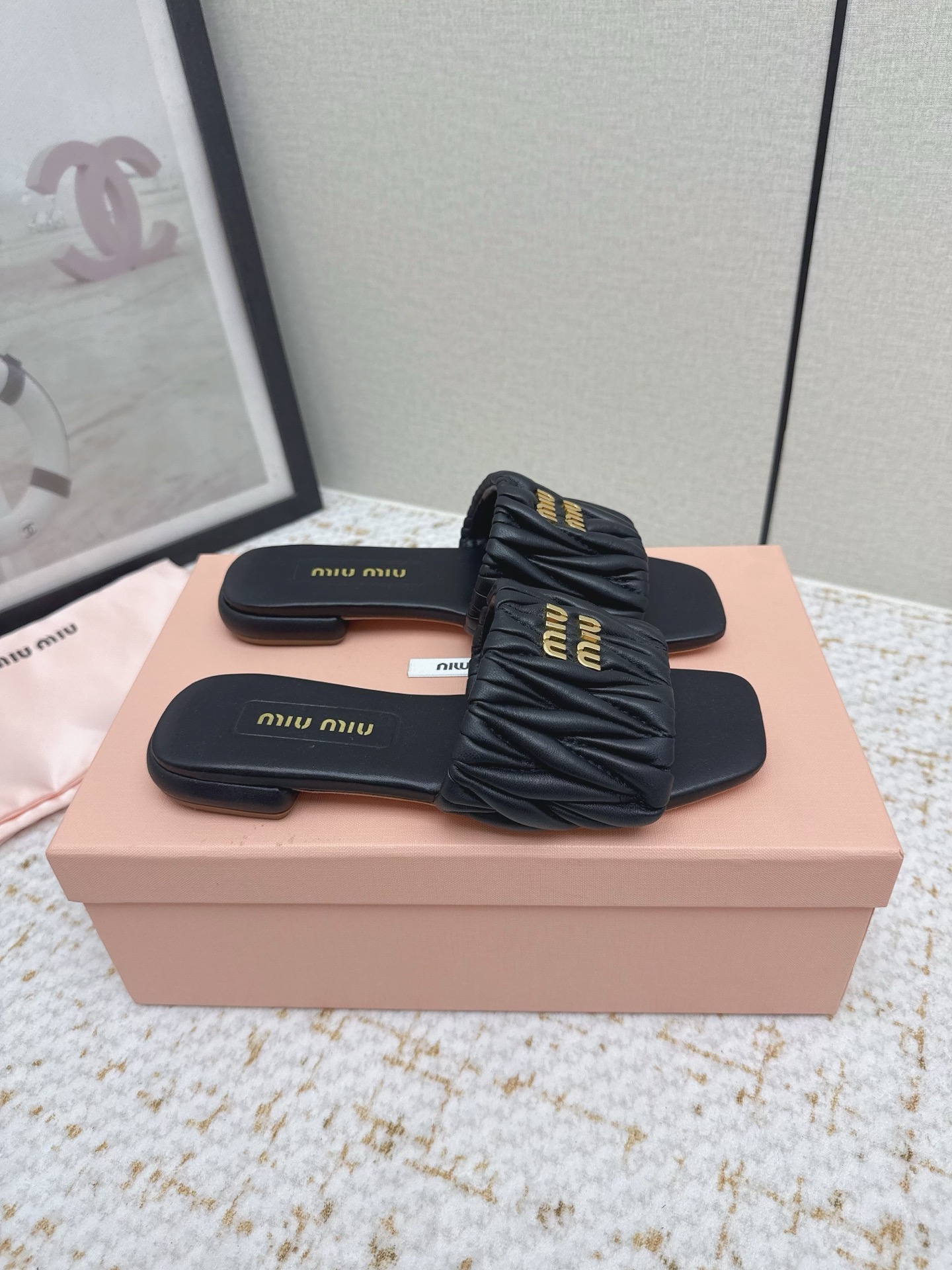Miu Miu Matelassé Nappa Flat Mule