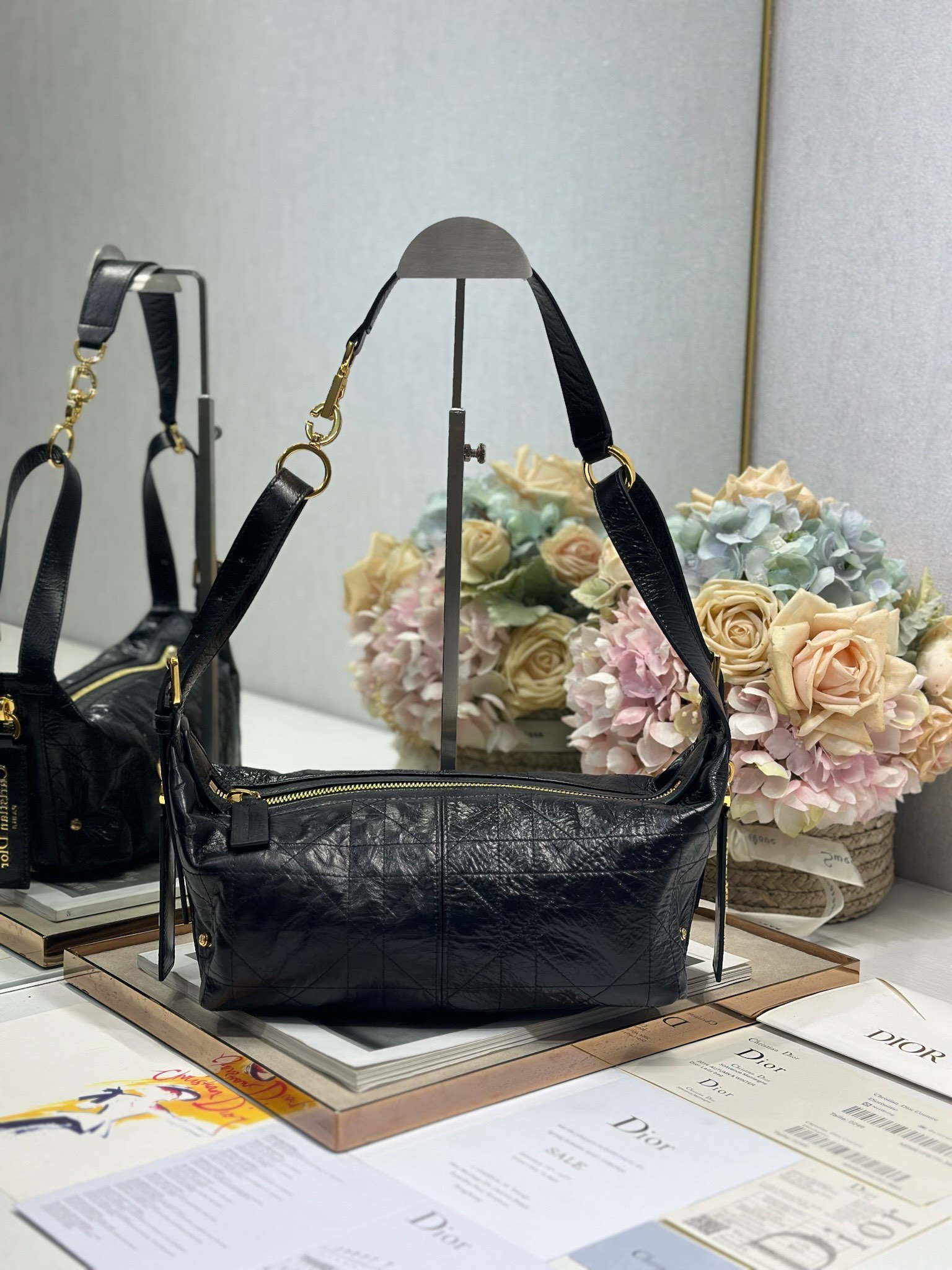 Dior D-Journey Small Shoulder Bag in Black Leather