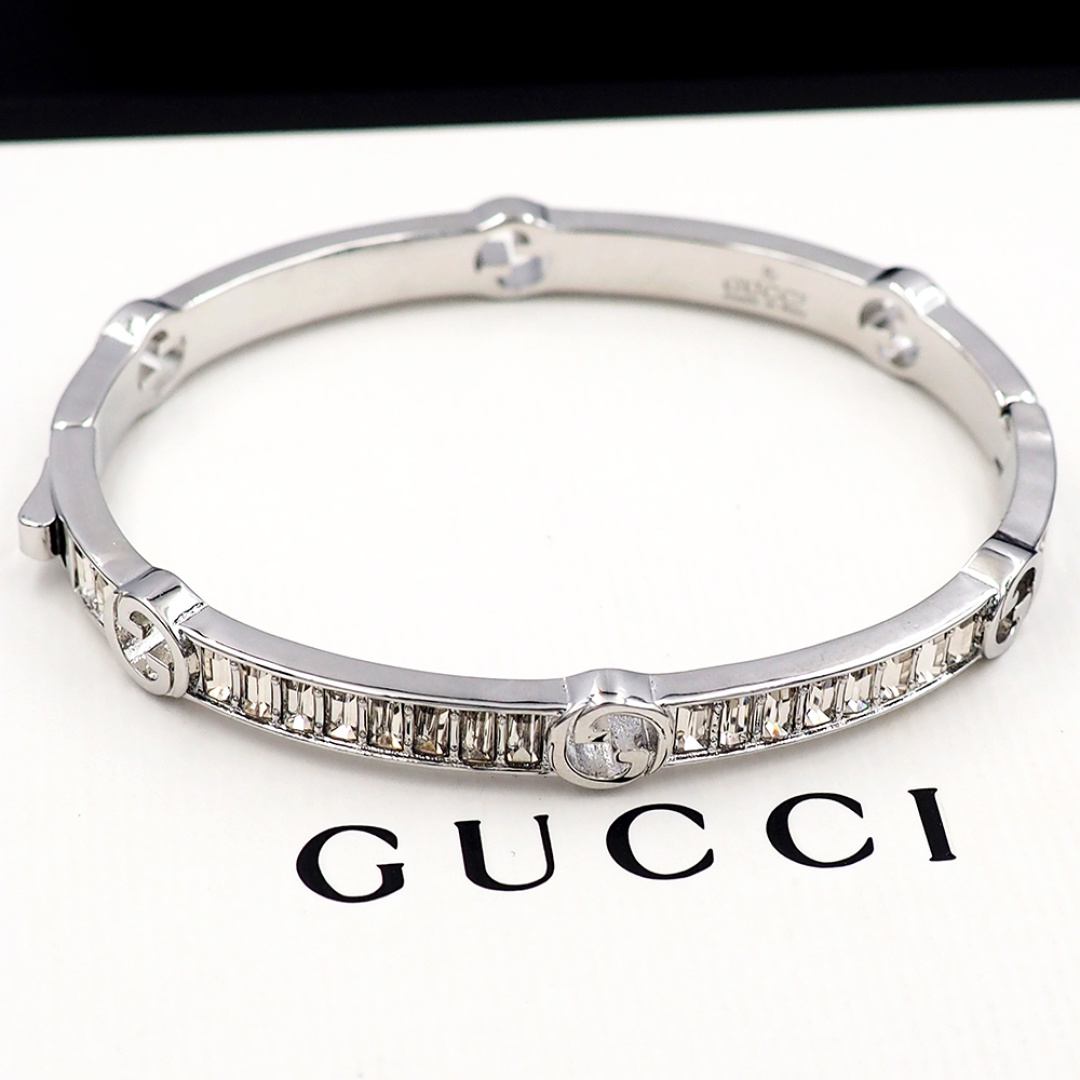 Gucci Silver GG Bracelet with crystals