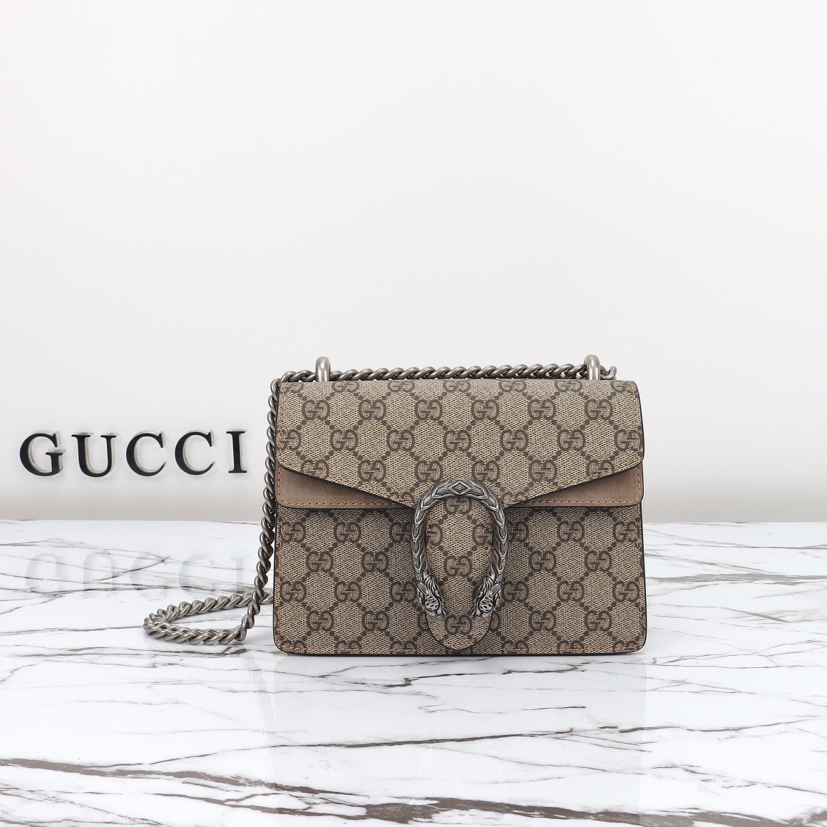 Gucci DIONYSUS GG Supreme Small Shoulder Bag With Beige