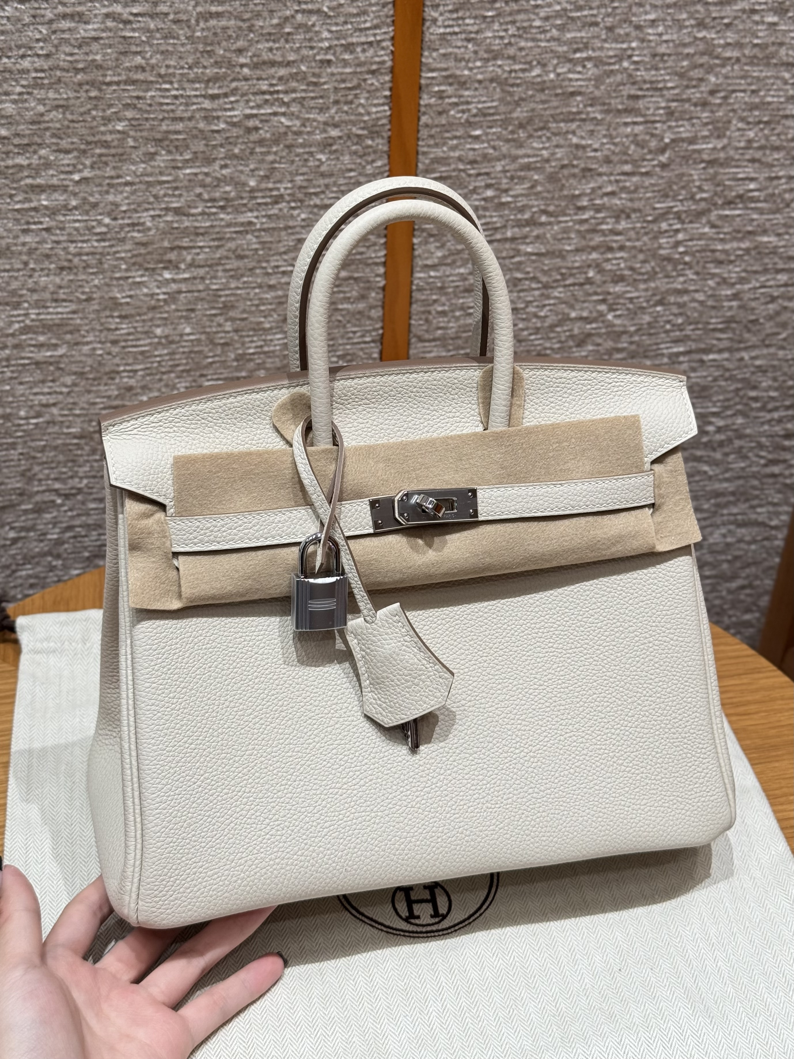 Hermes Craie Togo Birkin 25 Bag