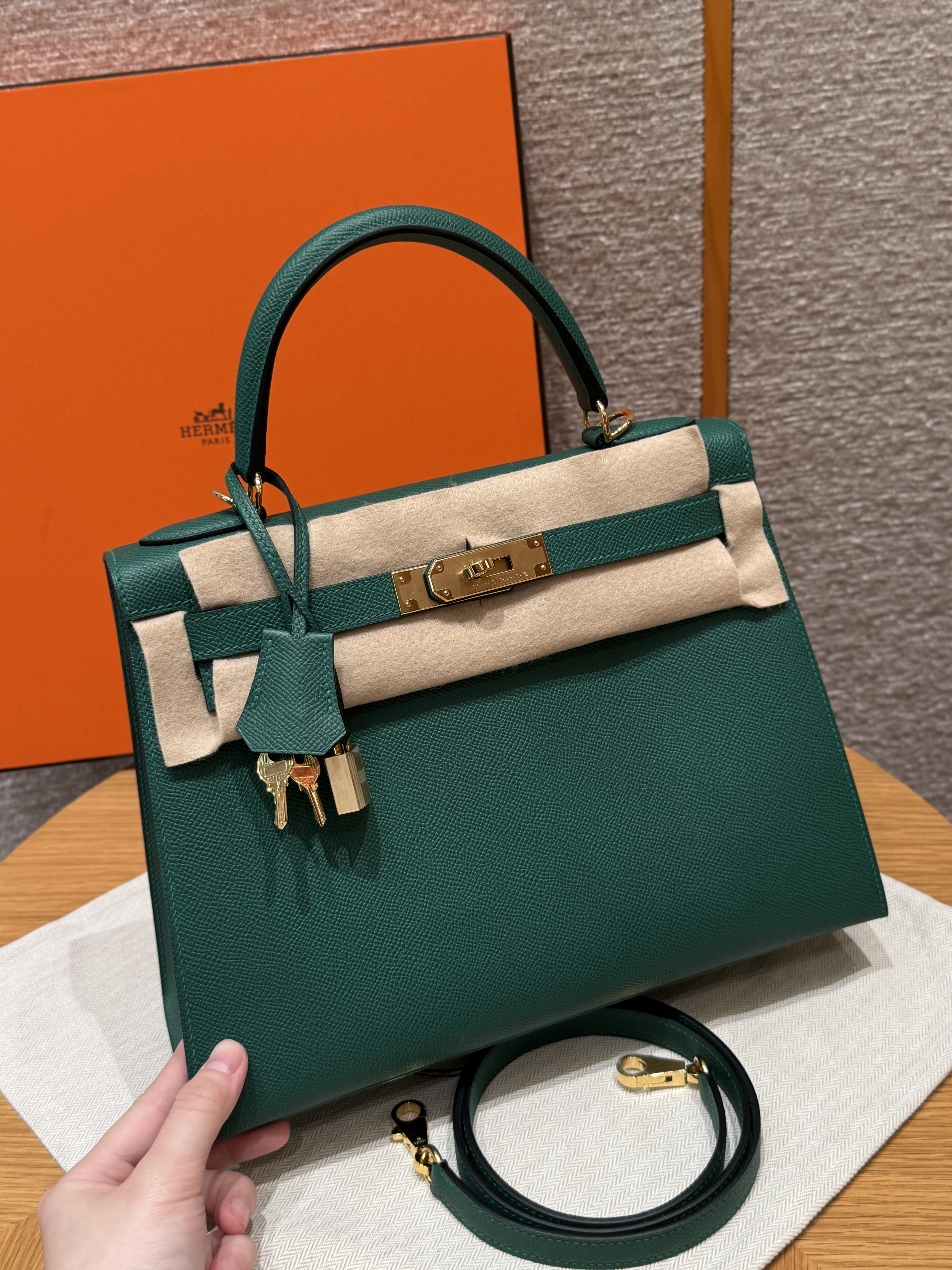 Hermes Malachite Epsom Kelly 28