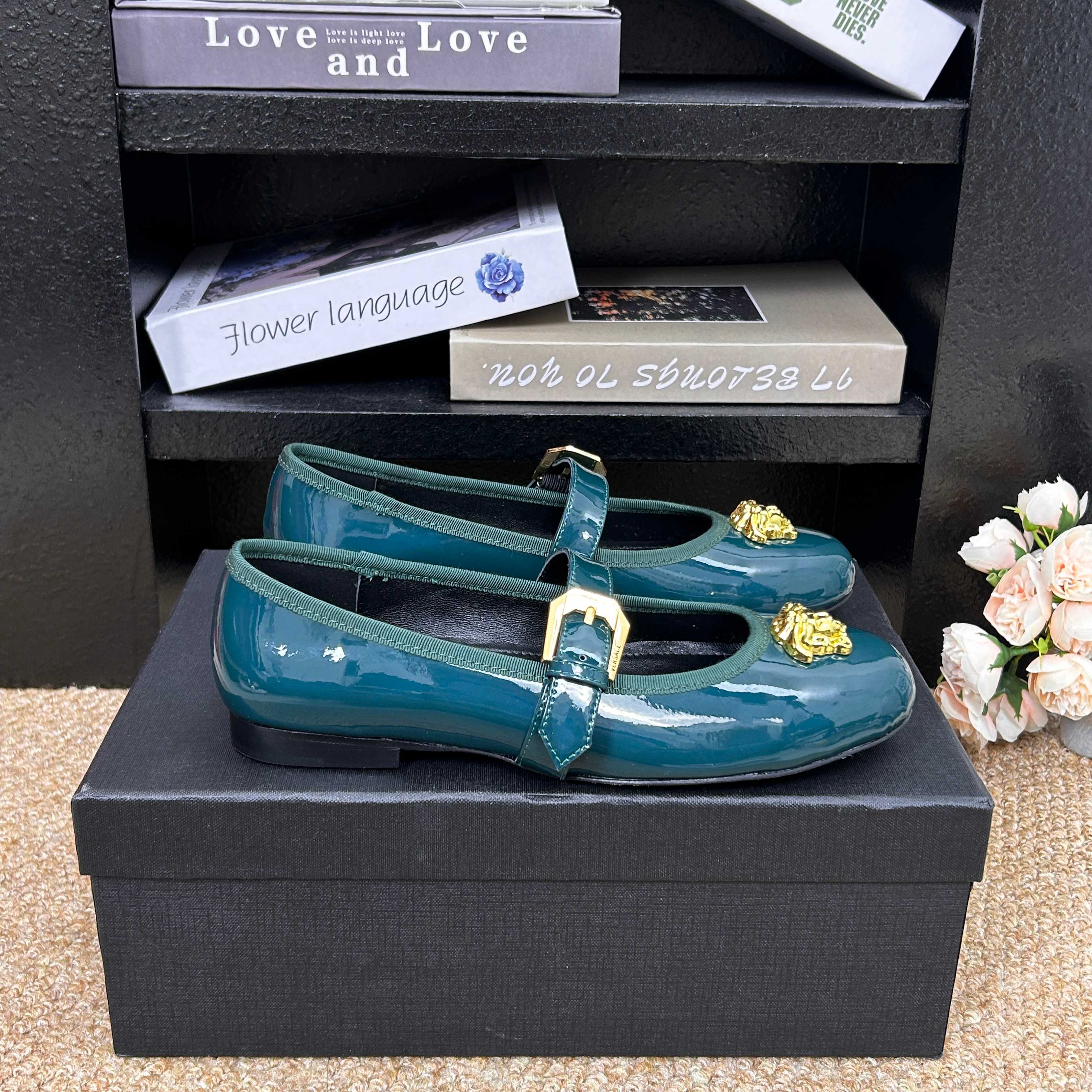 Versace Shiny Leather Ballet Flat