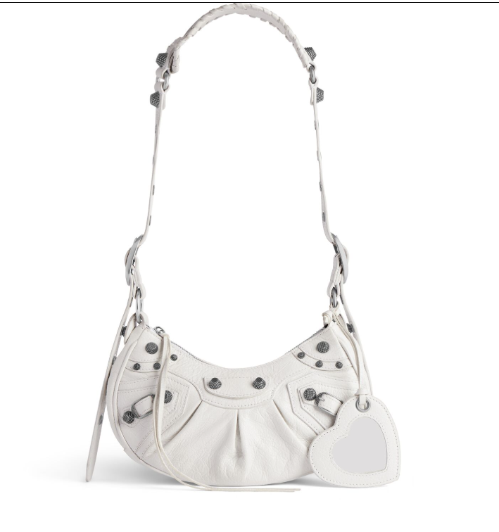 𝐁alenciaga Le Cagole XS Shoulder Bag in White Leather