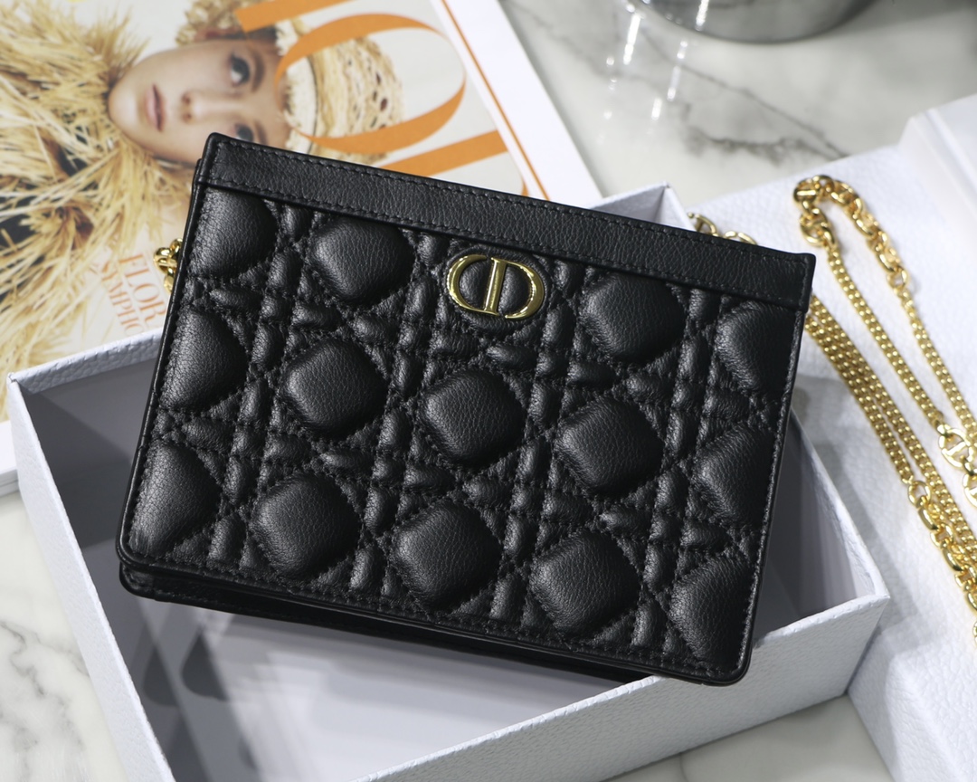Dior Chain Clutch in Black Cannage Grained Calfskin