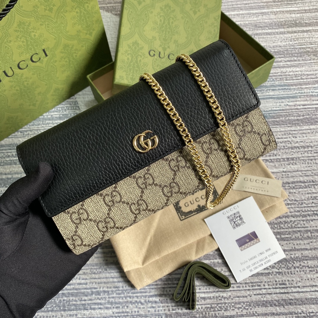 Gucci Bi-colour GG Marmont wallet on chain 546585