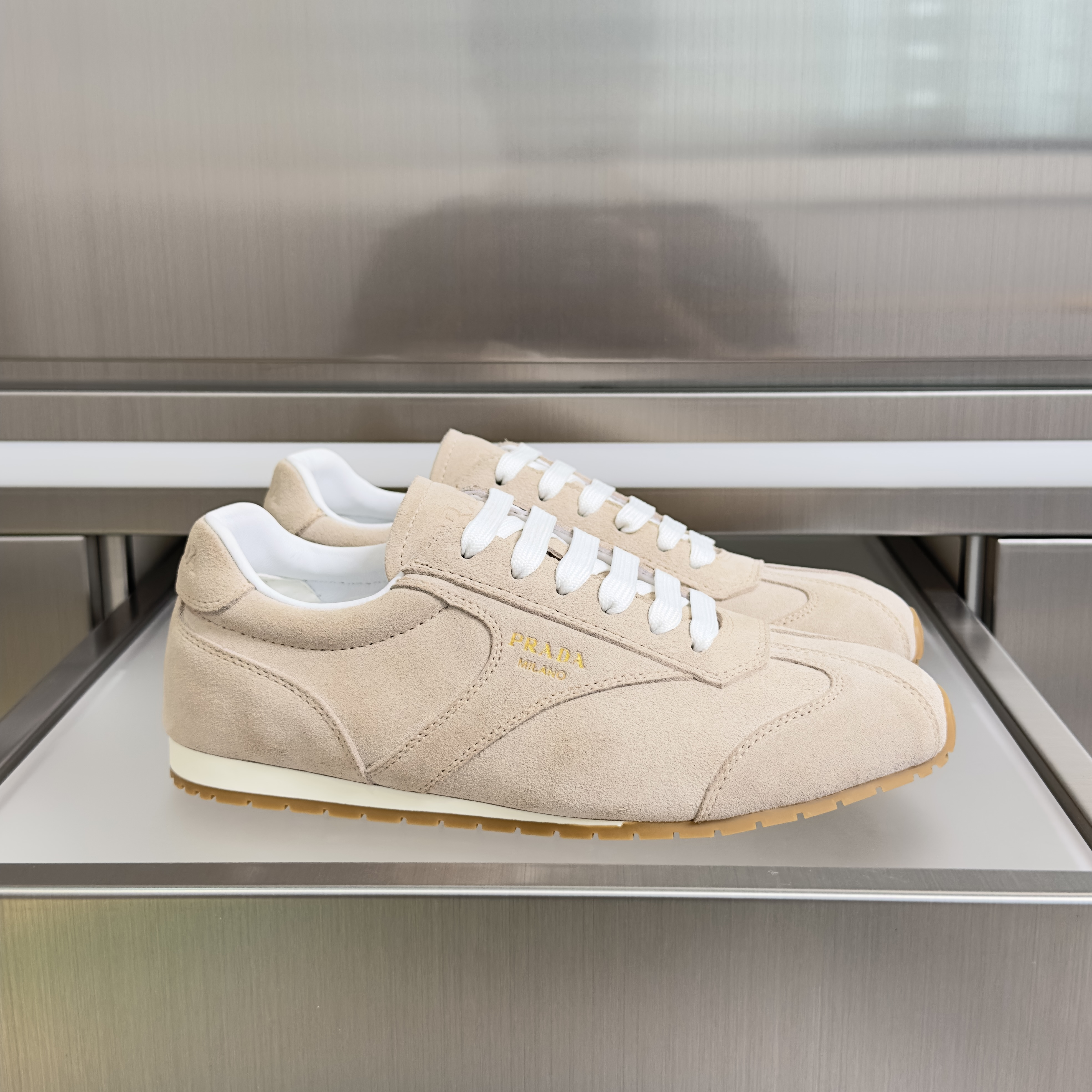 Prada Nappa and Suede Sneaker