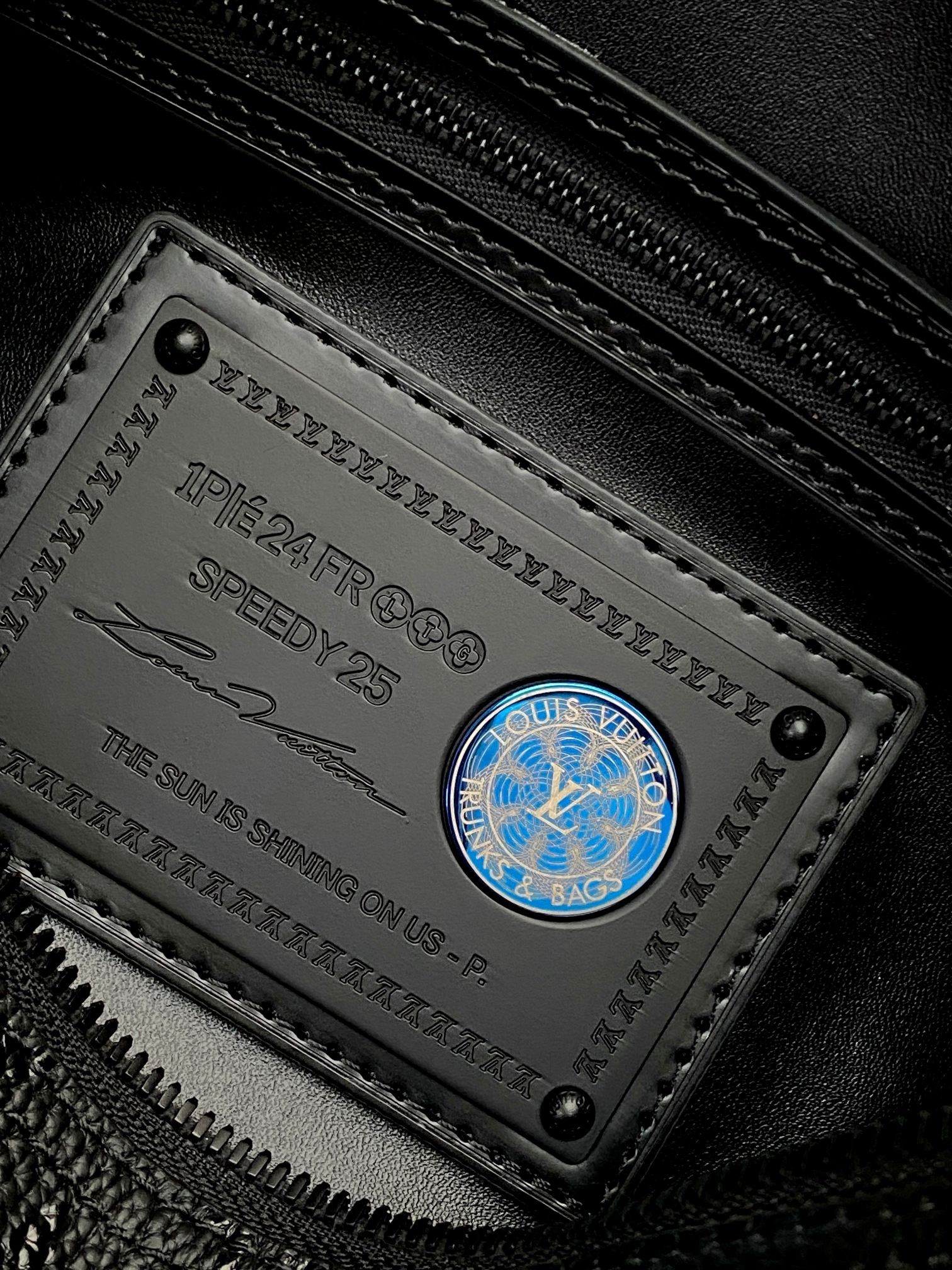 【10A】Louis Vuitton LV Speedy 25 Shadow Black Monogram Eclipse Embossed Leather Boston Top Handle Bag - KAIROO