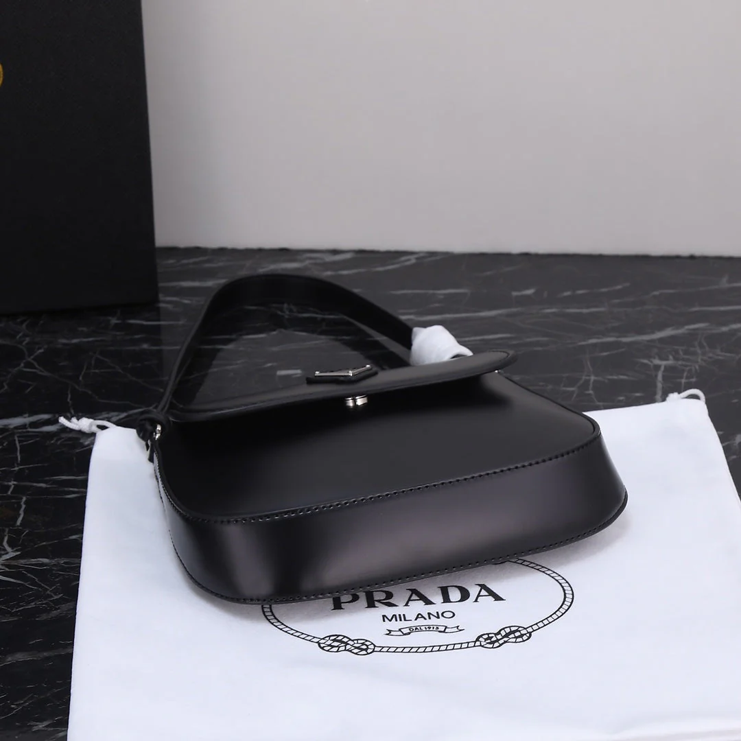 Prada 23 BAG IN BLACK CALFSKIN SILVER HARDWARE