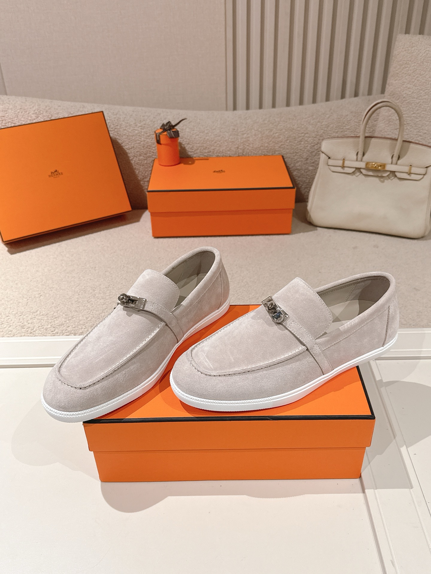 Hermes Unisex Suede Loafer