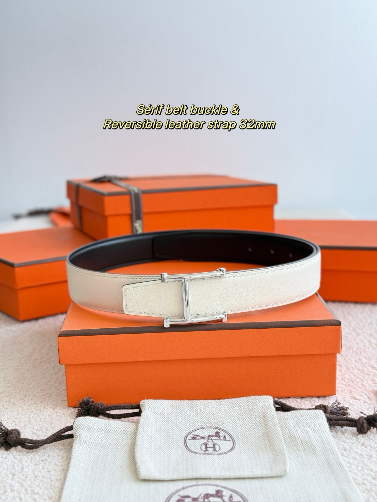 Hermes Serif Reversible leather belt 32mm