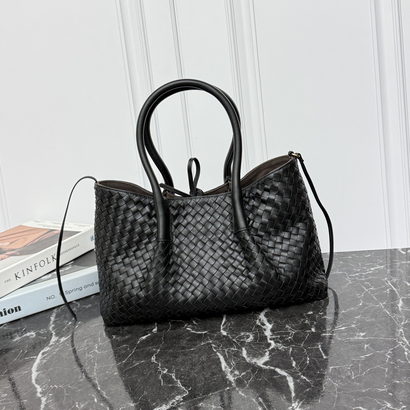 Bottega Veneta Medium Pinacoteca Reversible Bag  in Black Intrecciato leather