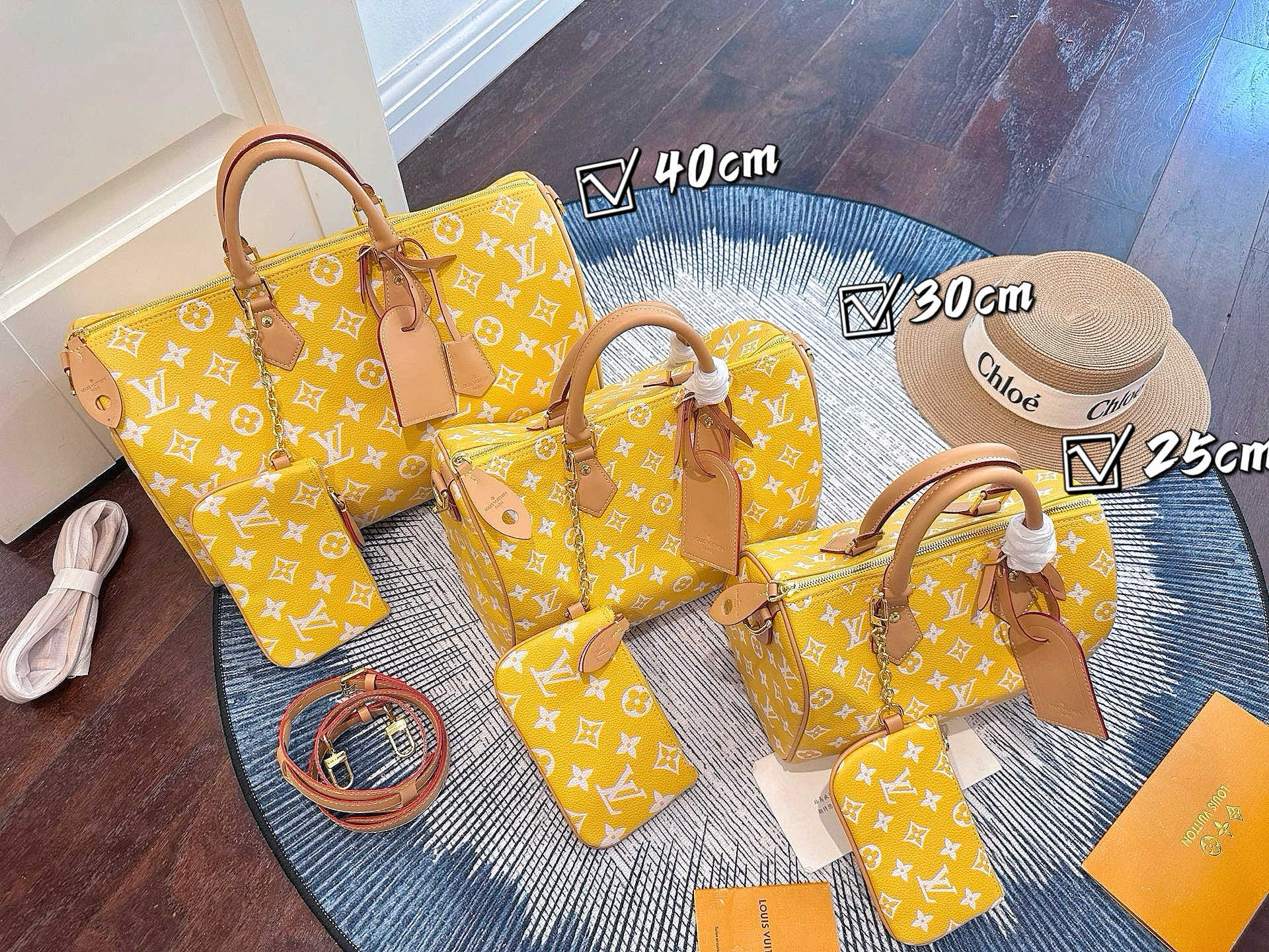 Louis Vuitton LV x Pharrell Williams LV Speedy 25/30/40 P9 Yellow Monogram Brass Plaque Boston Top Handle Bag - KAIROO