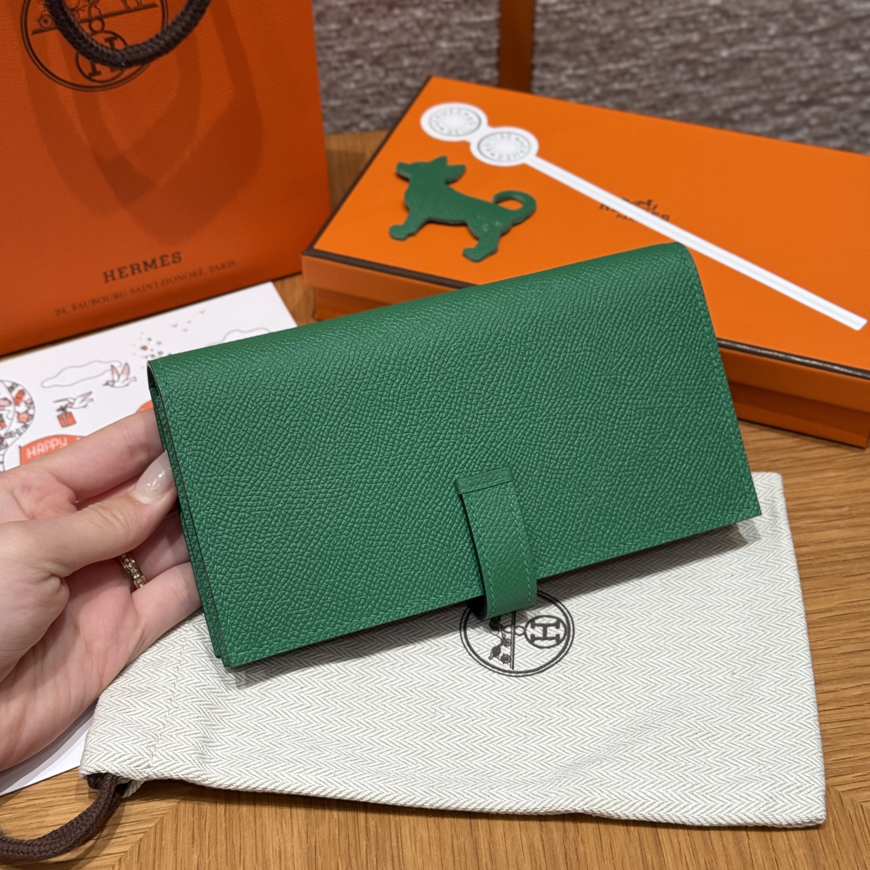 Hermes Vert Vertigo Epsom Bearn Long wallet