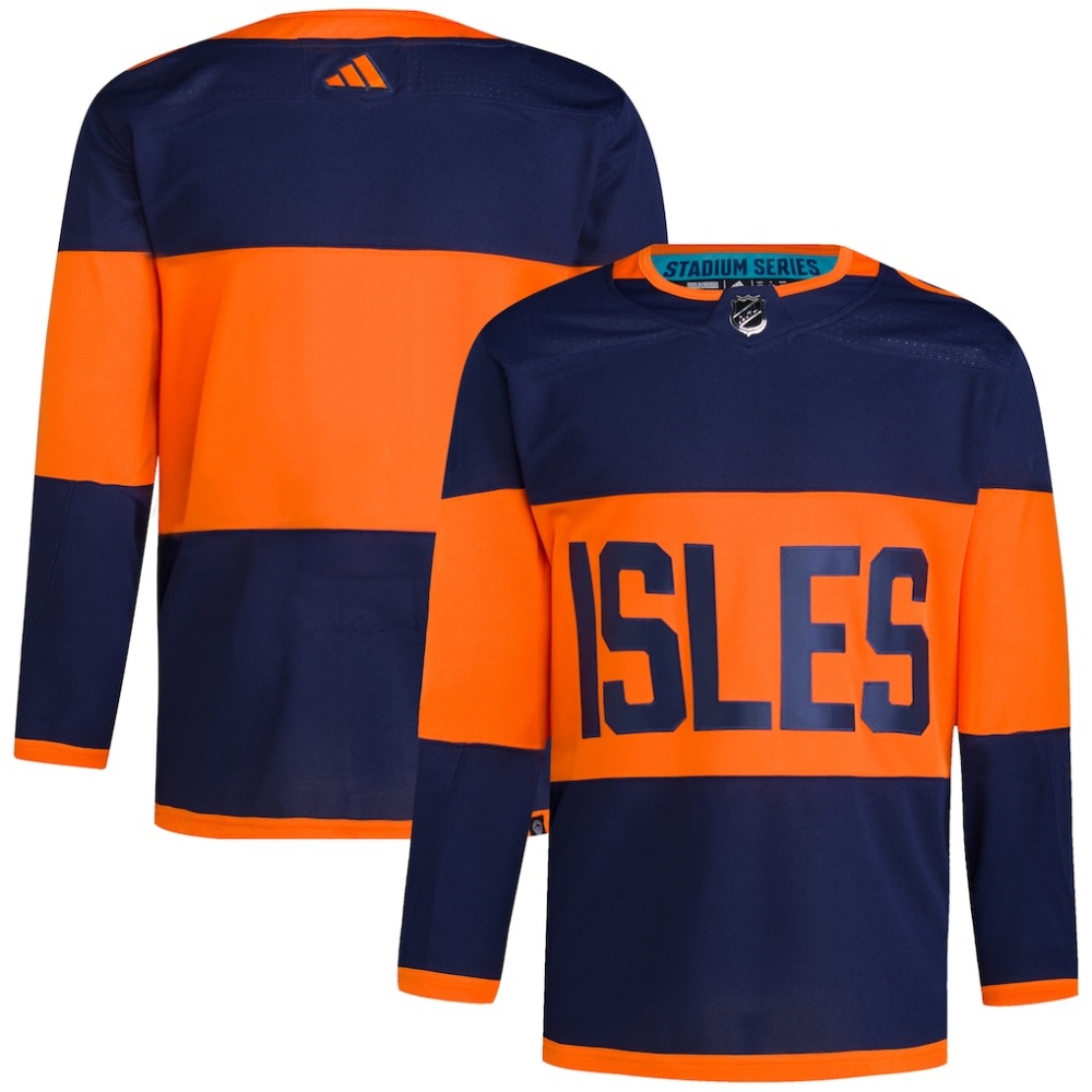 Custom New York Islanders Adidas 2024 Stadium Series Adidas Away blue jersey