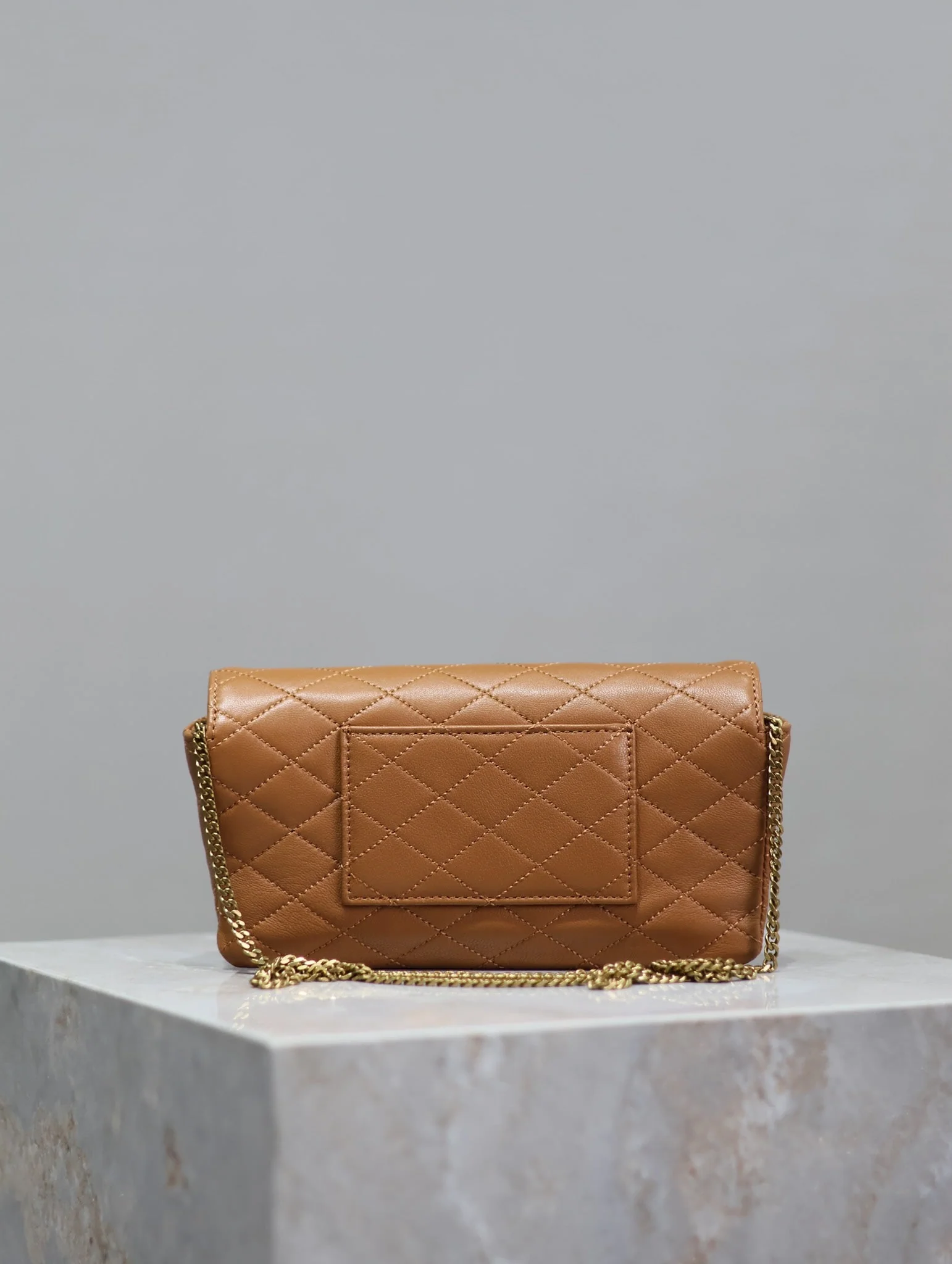 Saint Laurent YSL Gaby Phone Bag 19cm Light Brown Quilted Leather GHW