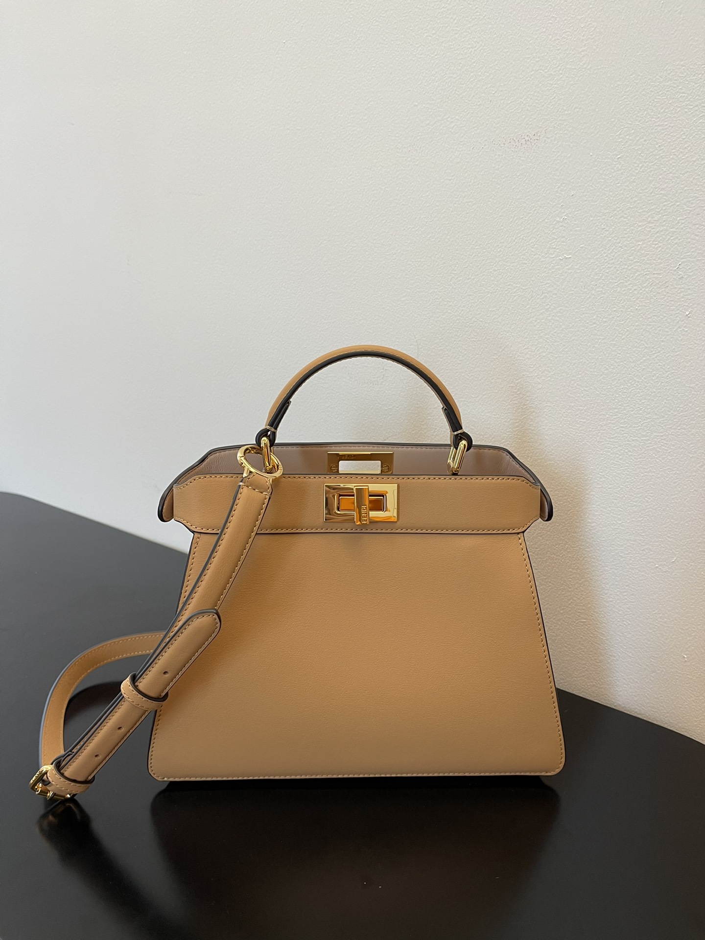 Fendi Iconic Peekaboo ISeeU Small Leather Bag-  Beige