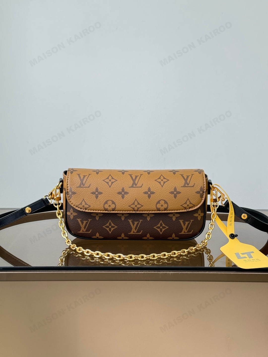 Louis Vuitton LV Ivy WOC Reverse Monogram Coated Canvas Leather Baguette Hobo Shoulder Bag - KAIROO