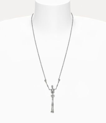 2026 New Silver-Tone Skeleton Pendant Necklace, Edgy Gothic Design, Punk Jewelry for Daily Wear