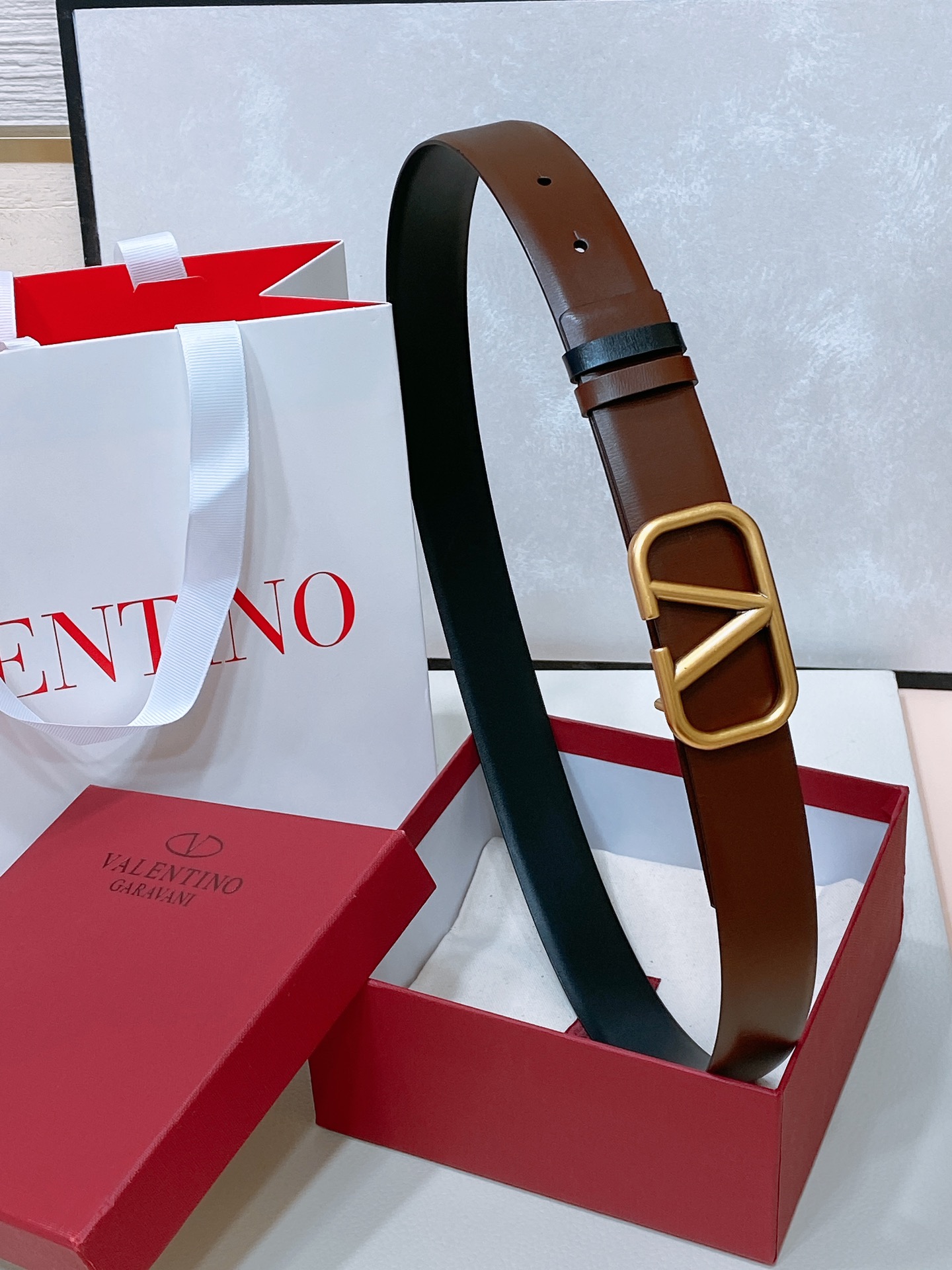 Valentino Reversible Leather Belt 3cm