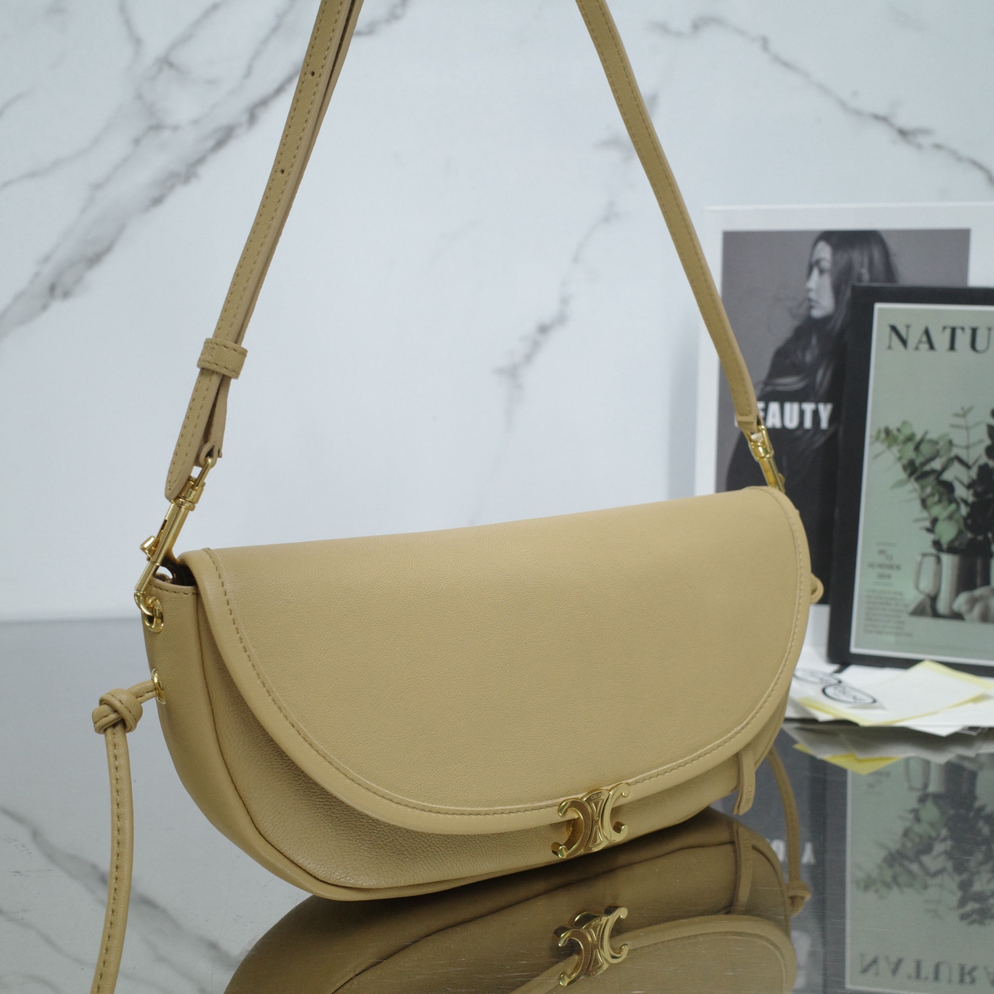 Celine Sandcastle Little Halfmoon Soft Triomphe Bag