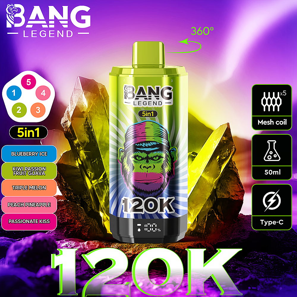 Bang Legend 120K Disposable Vape 5-in-1 Flavor (5%, 120000 Puffs)