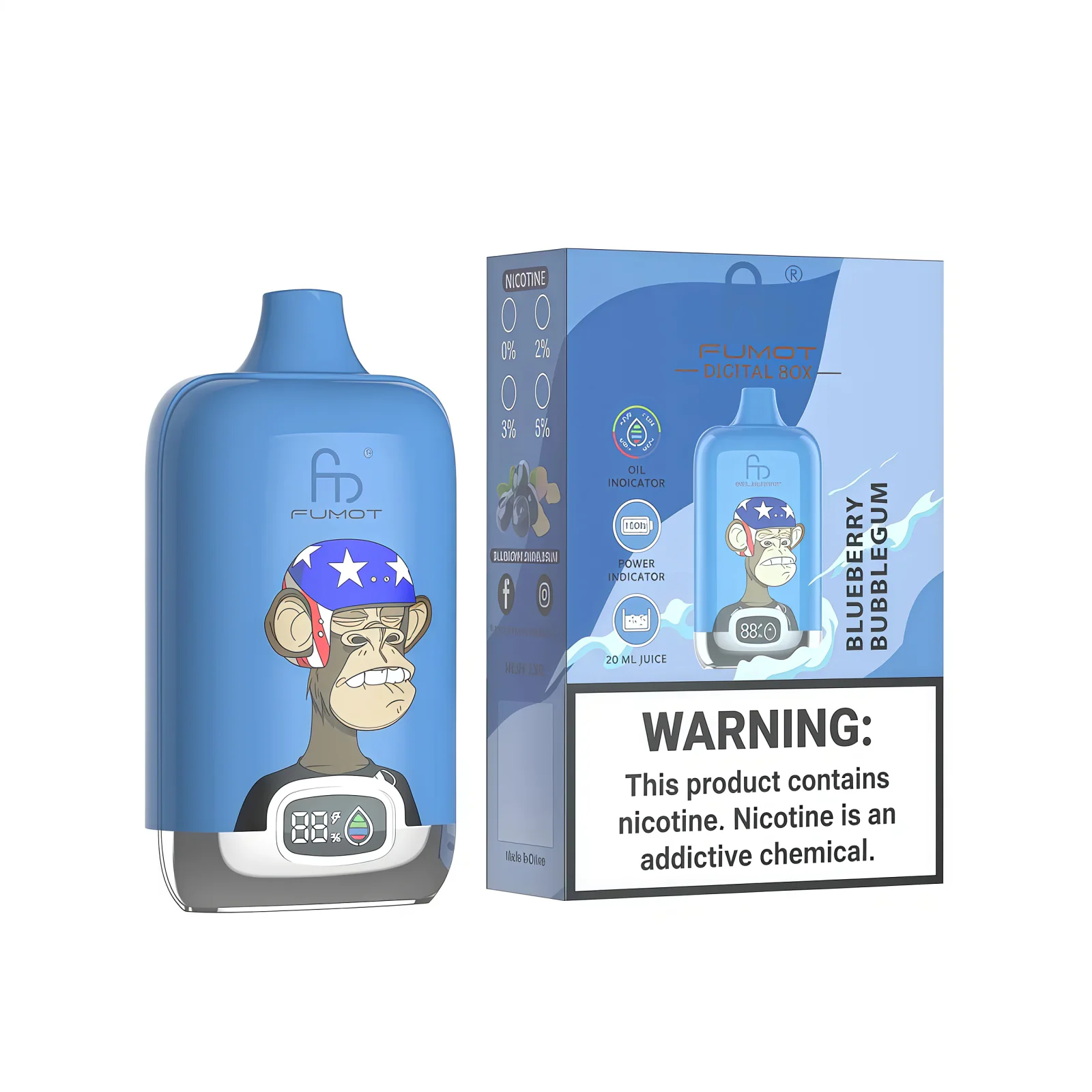 FUMOT Digital Box 12K Disposable Vape – Blueberry Bubblegum - Vaba Vaba