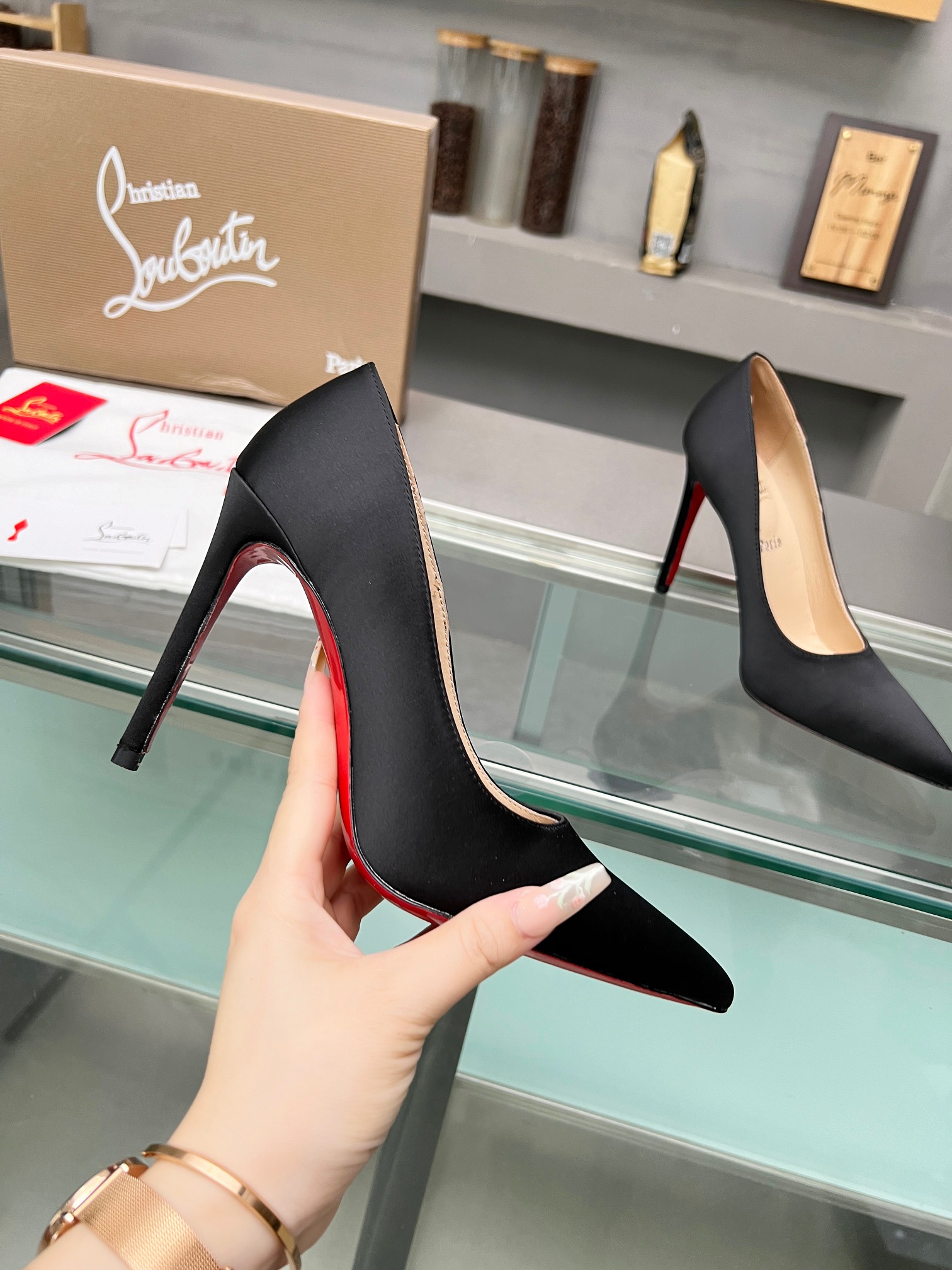 Christian Louboutin Satin and Leather Pump